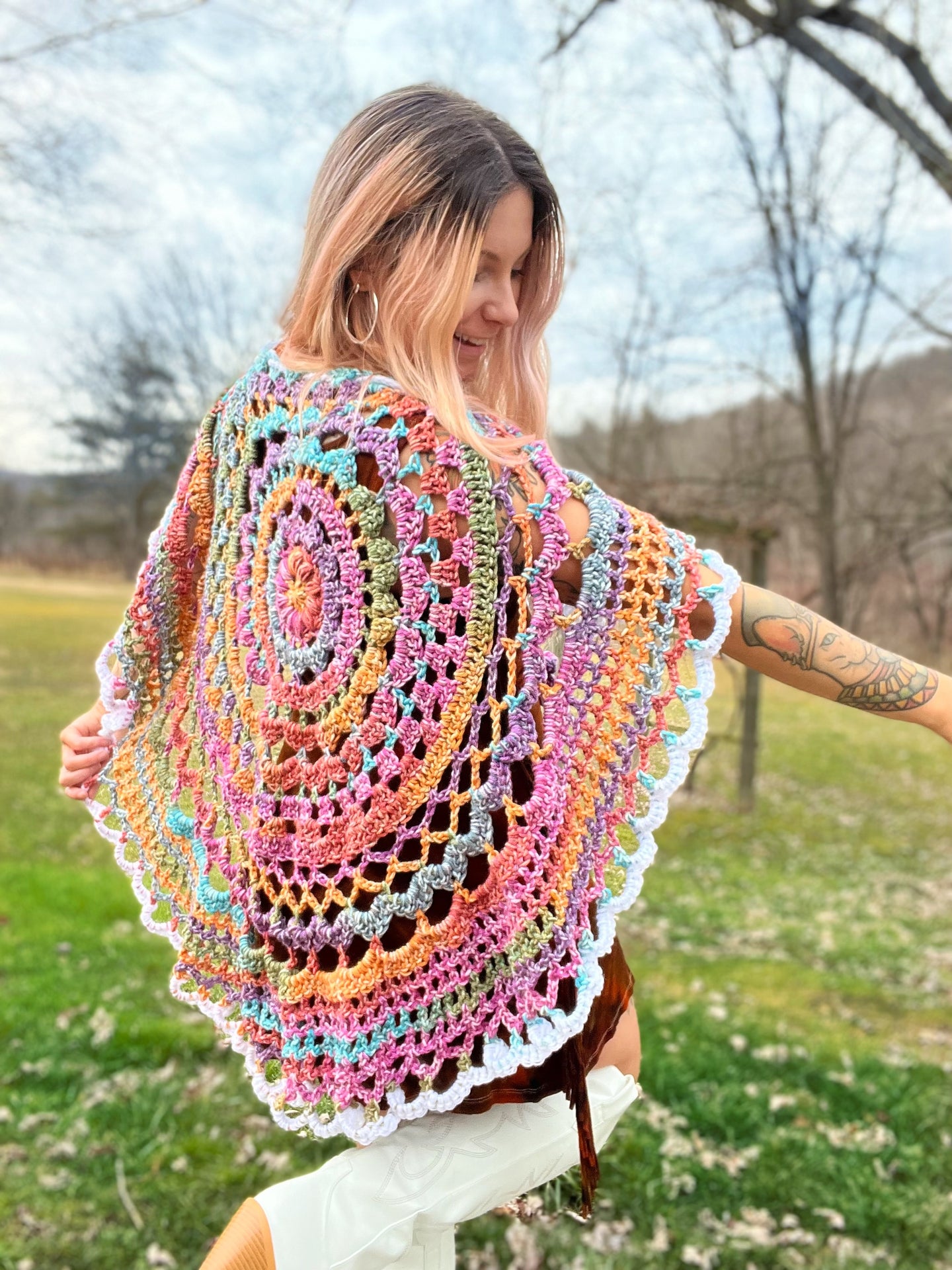 One Size Mandala Poncho / Shawl