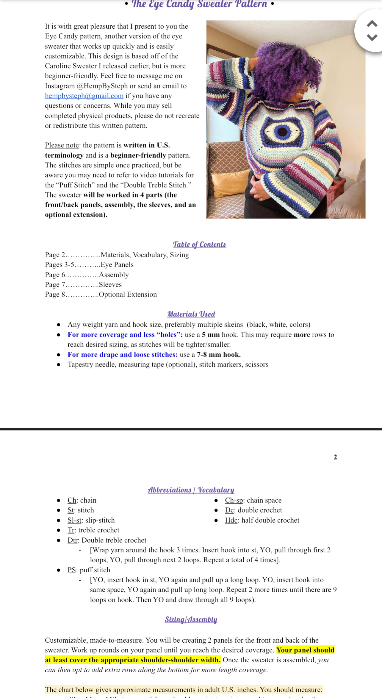 The Eye Candy Sweater - PDF Digital Download Pattern