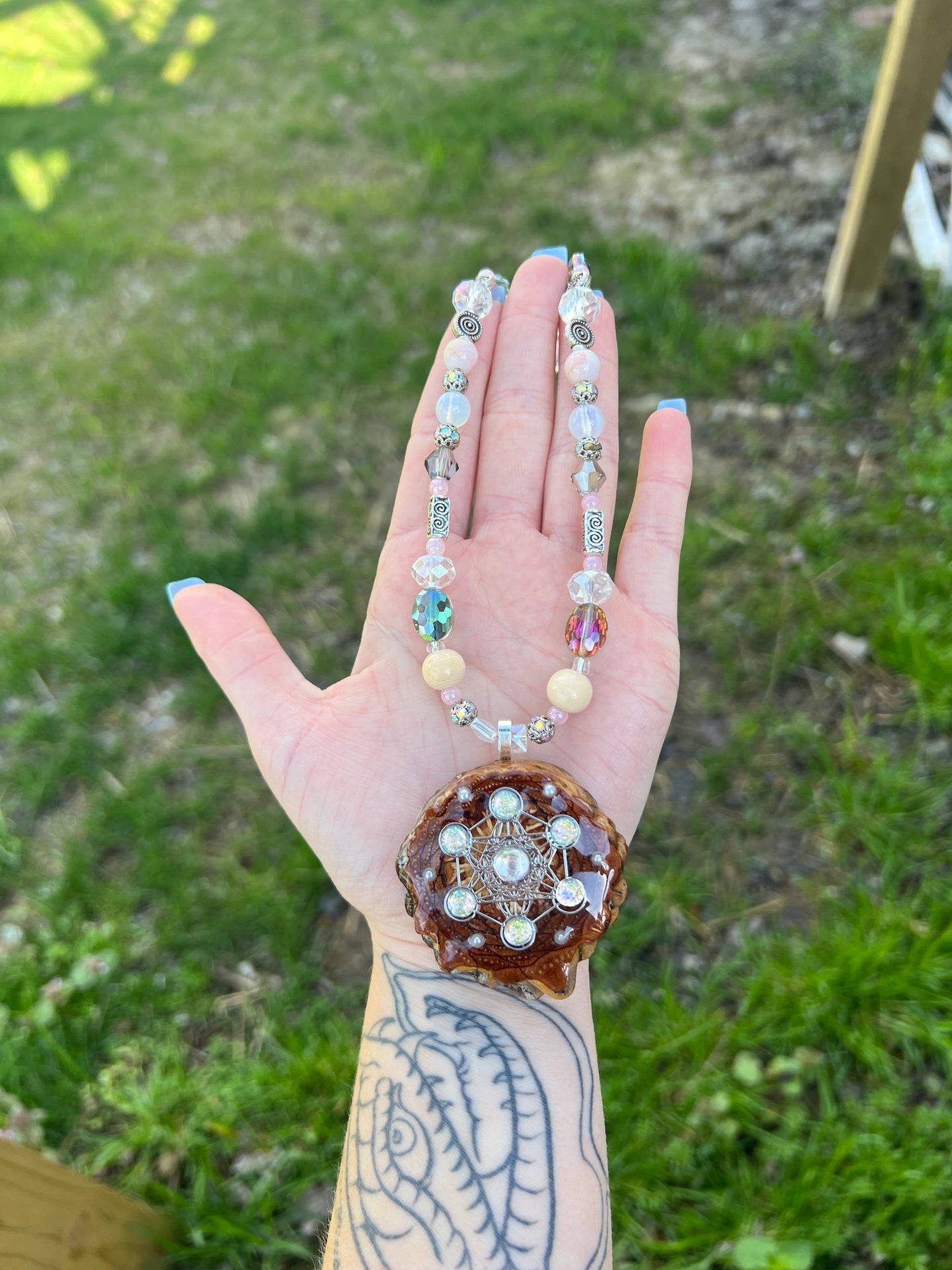 Beaded Pinecone Necklace 22”