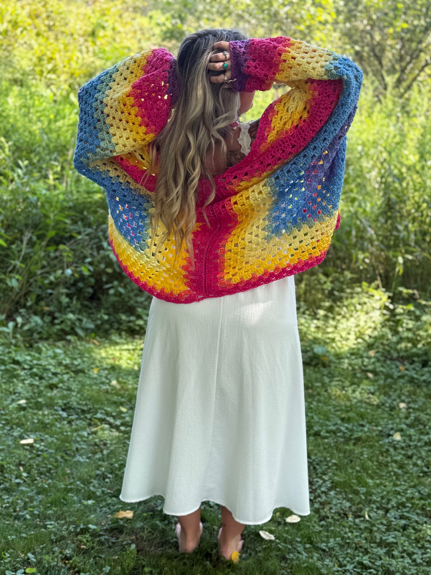 One Size Lightweight Rainbow Cardigan