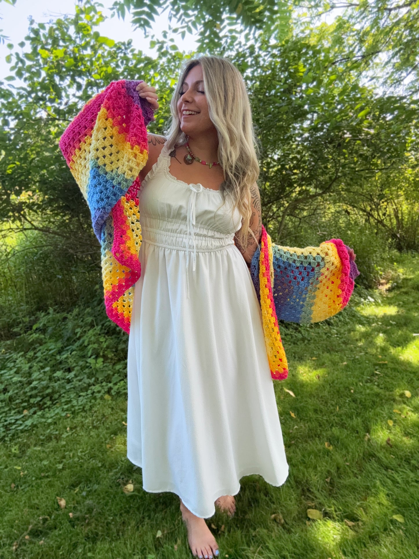 One Size Lightweight Rainbow Cardigan