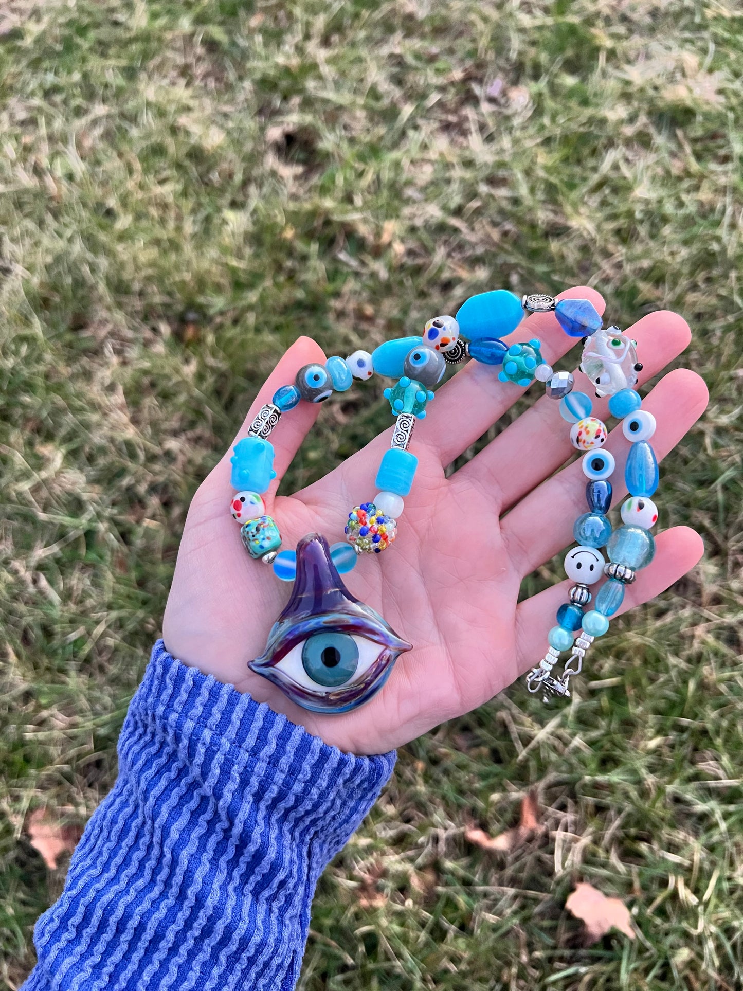 Third Eye Beaded Necklace 18-21"