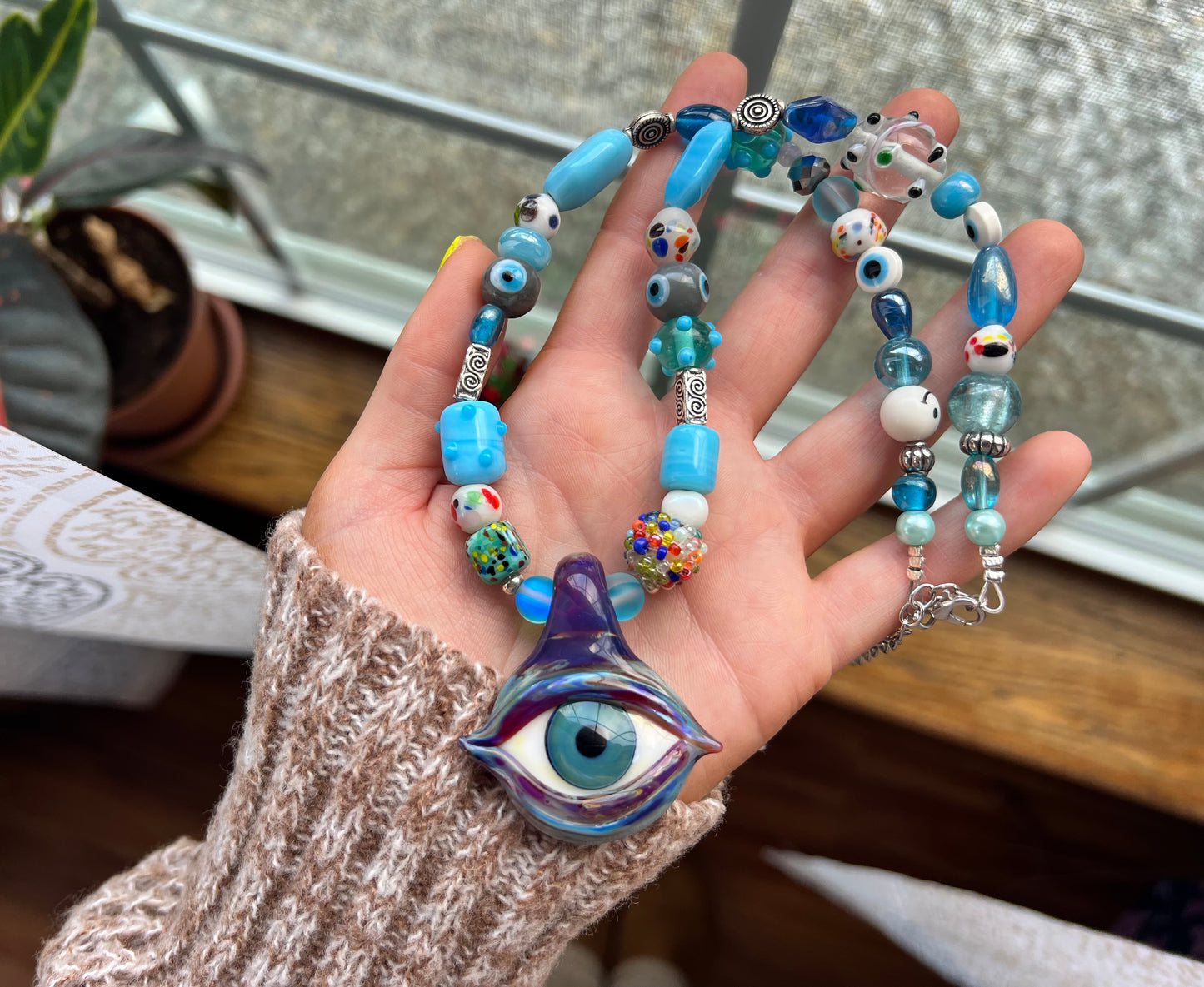 Third Eye Beaded Necklace 18-21"