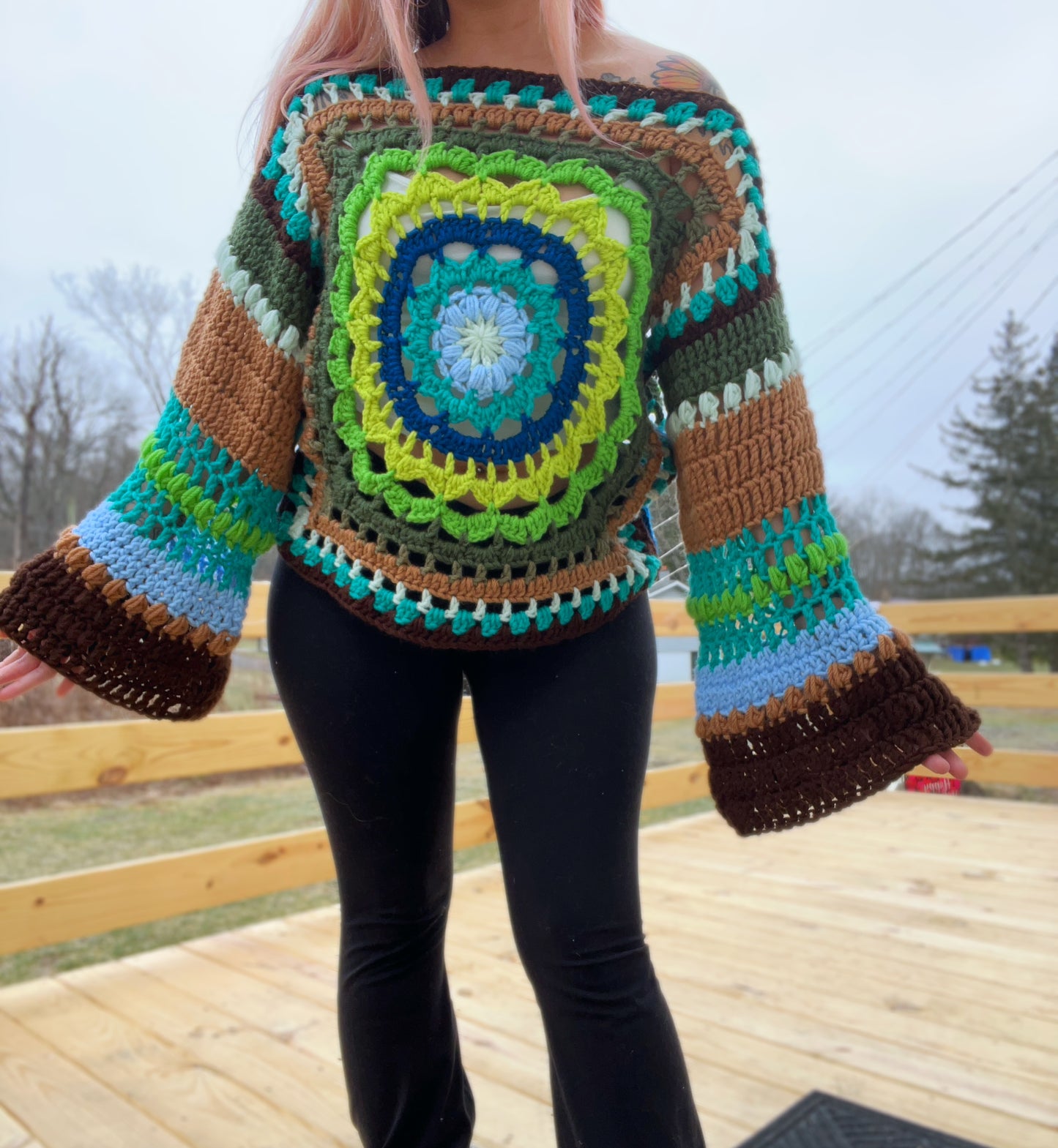 Reversible Mandala Effect Sweater - Large