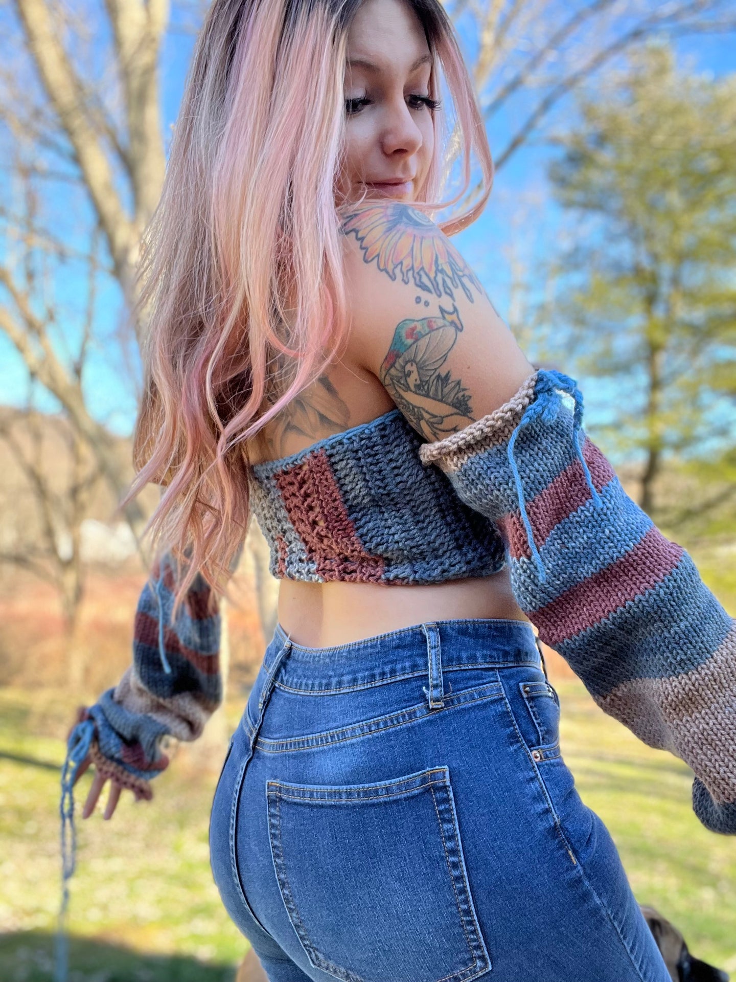 Medium Off-Shoulder Lace-Up Bandeau Top