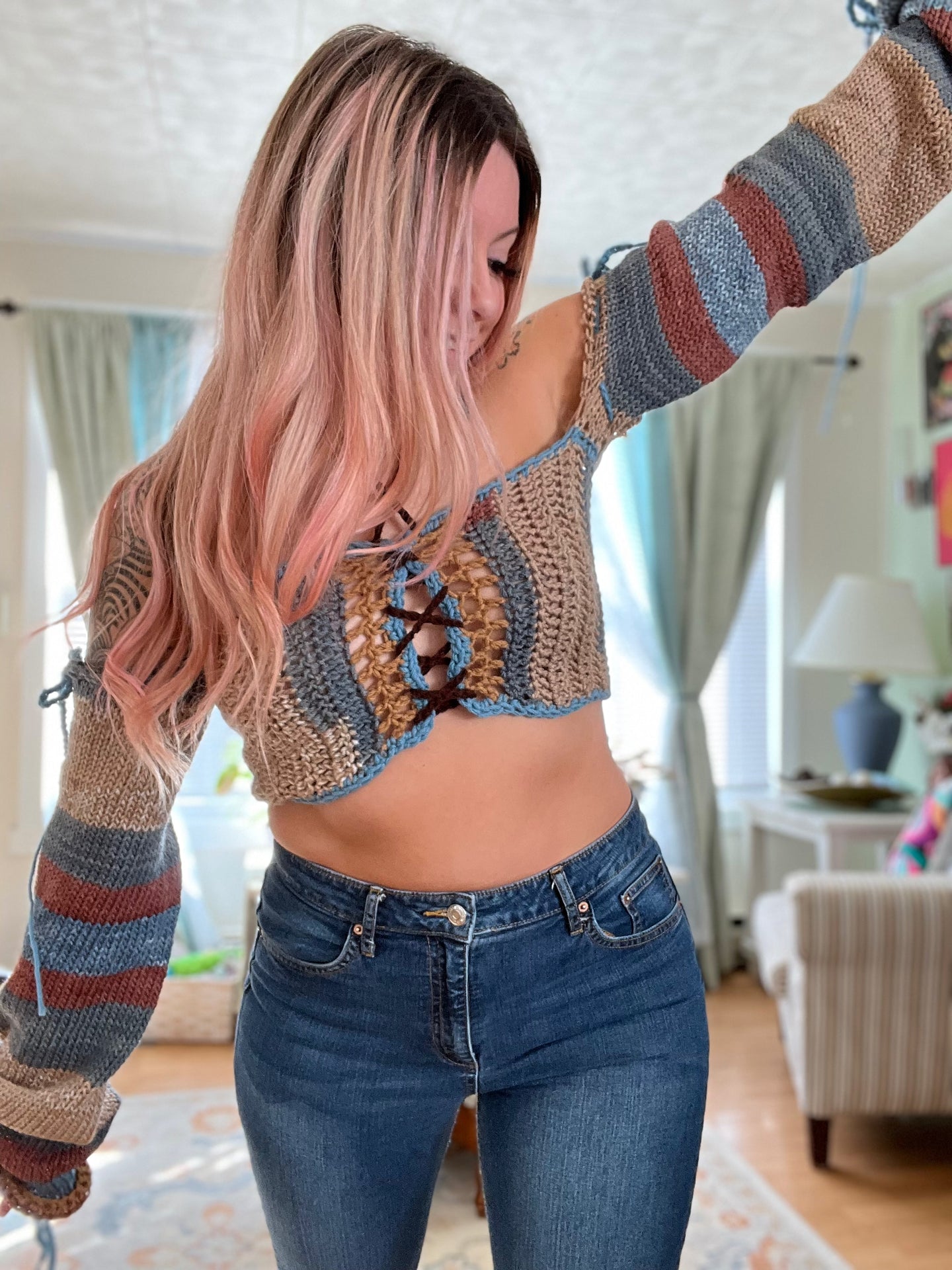 Medium Off-Shoulder Lace-Up Bandeau Top