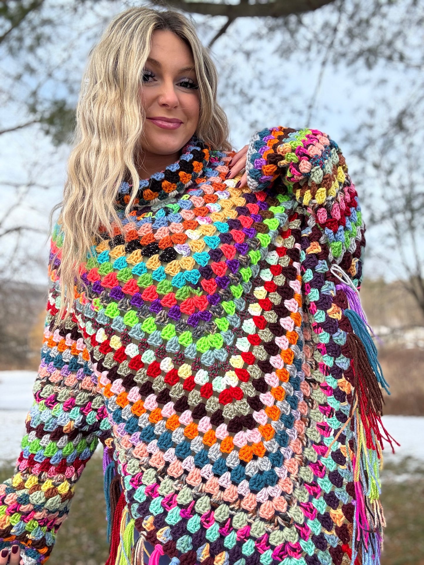 OOAK Scrappy Sweater Poncho