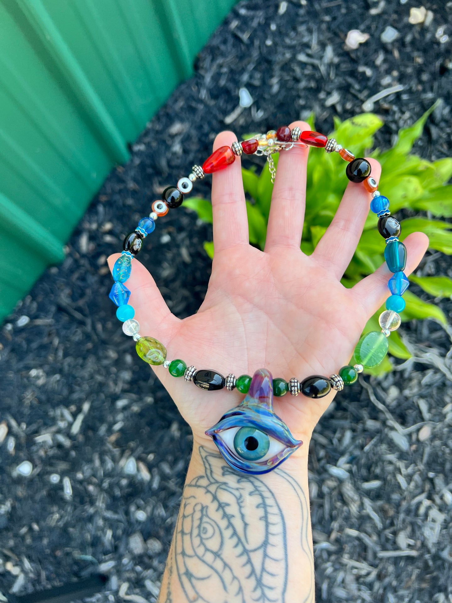 Third Eye Beaded Necklace 18-21”