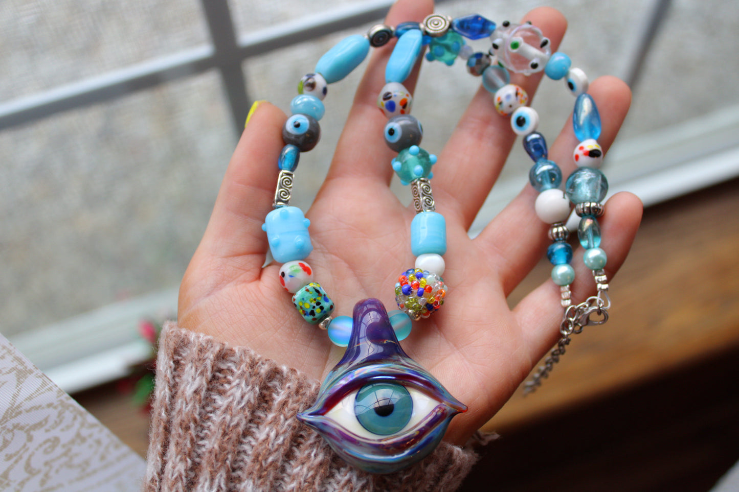 Third Eye Beaded Necklace 18-21"