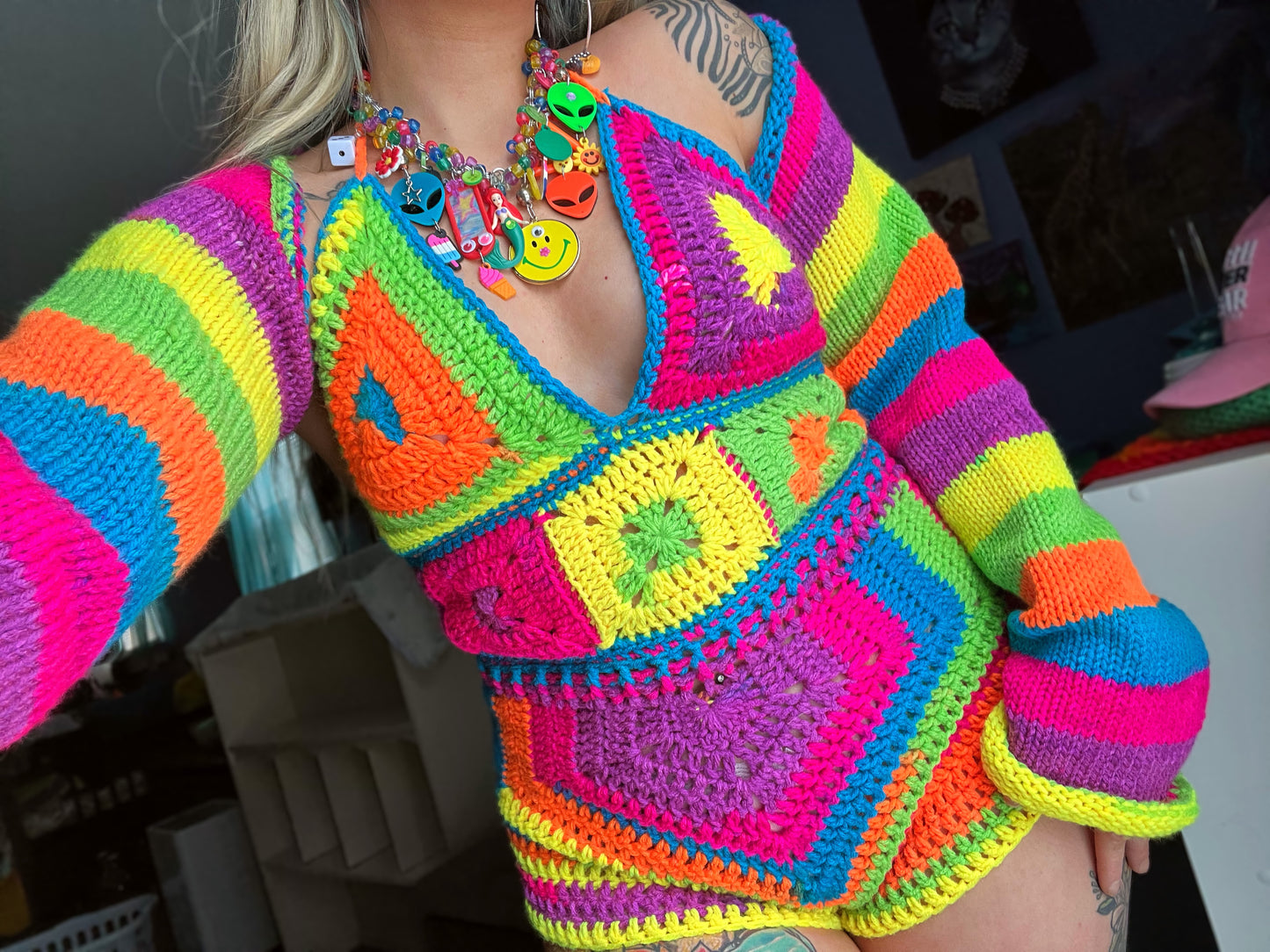 M/L Set - Kaleidoscope Romper & Knit Sleeves