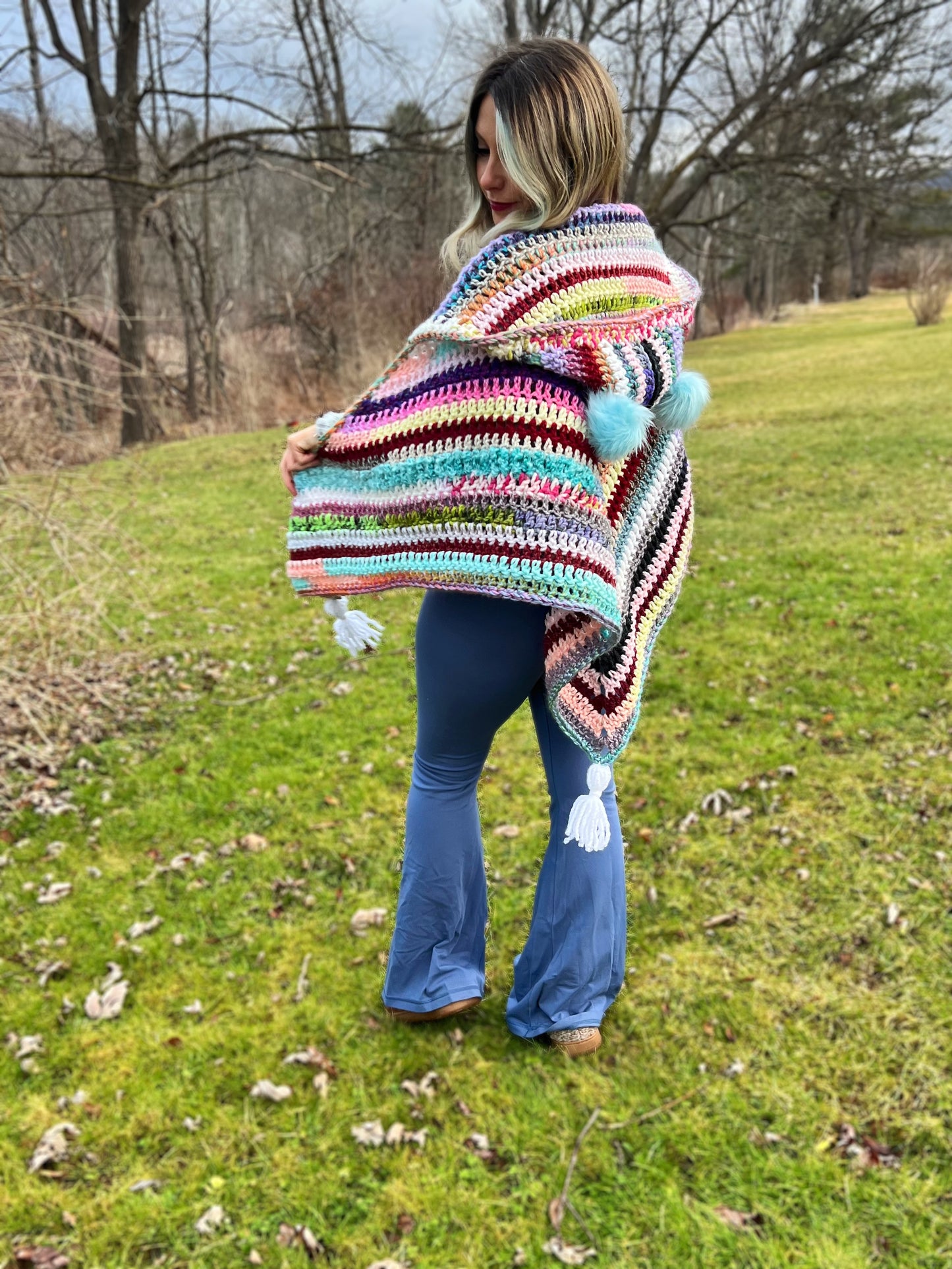 Scrappy Hooded Poncho