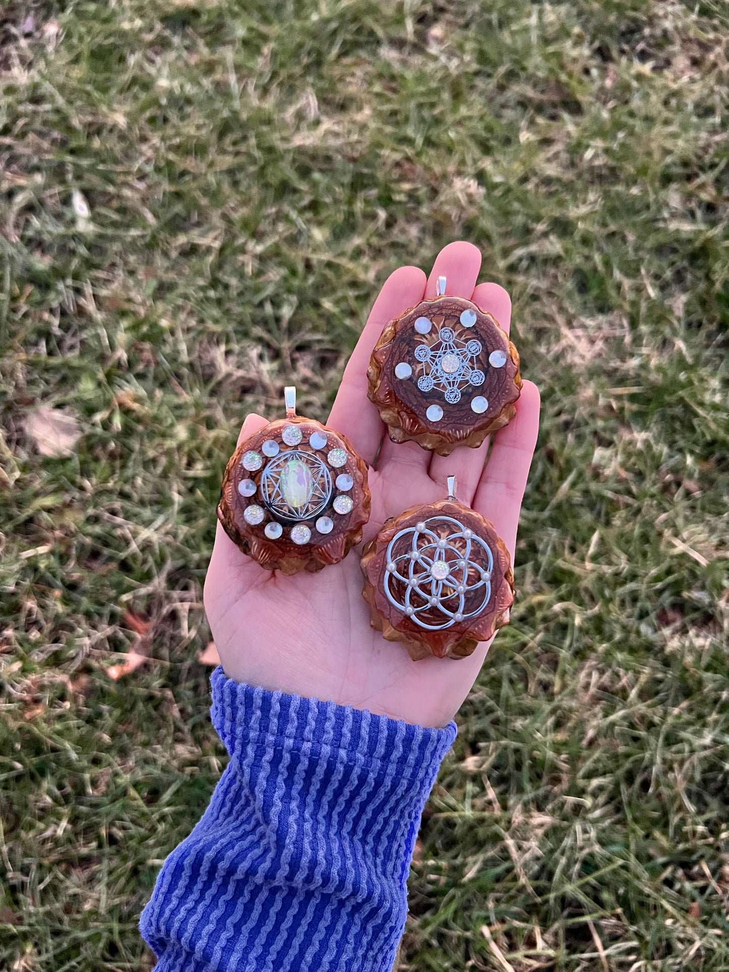 Geometric Pinecone Pendants