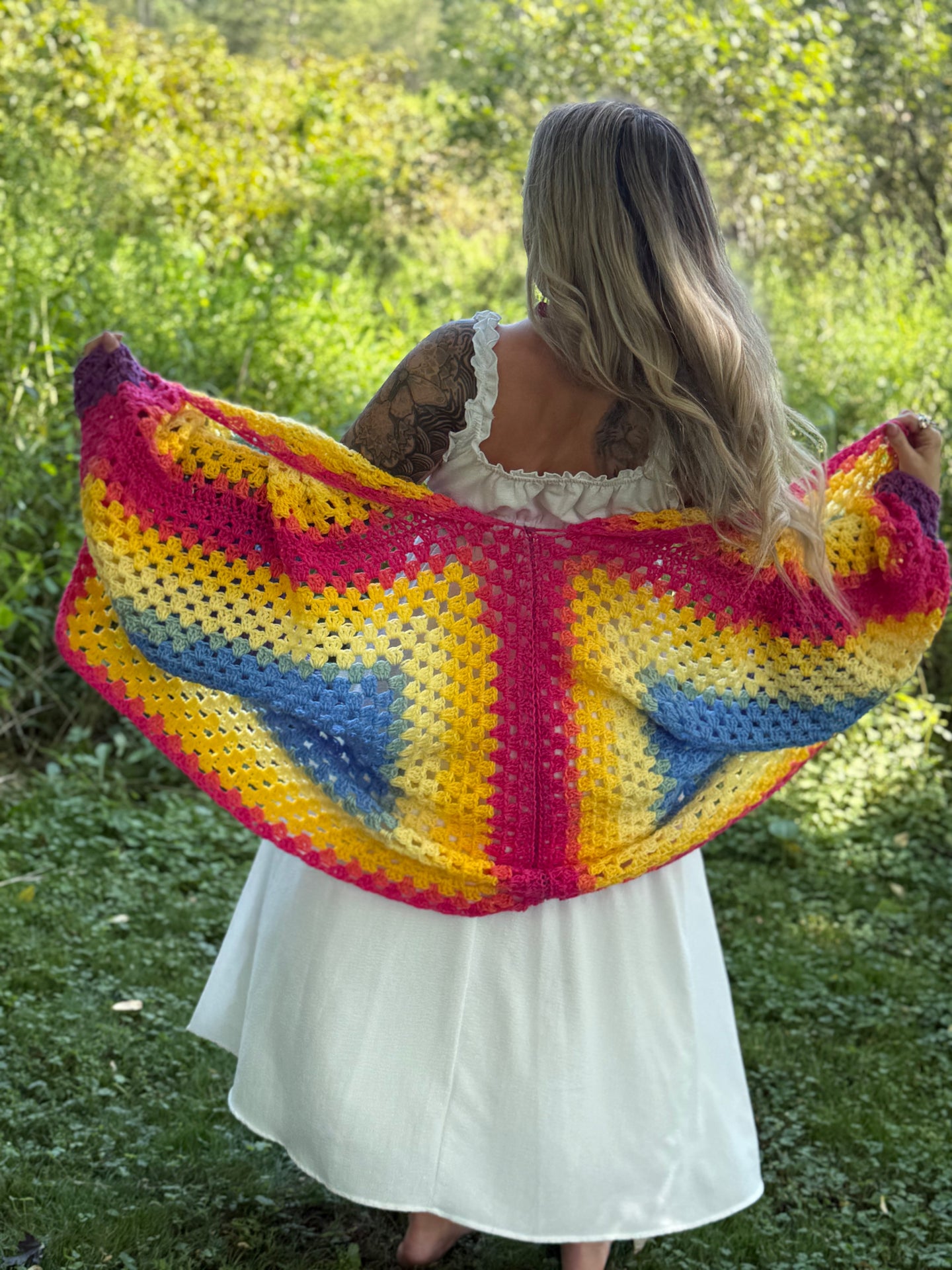 One Size Lightweight Rainbow Cardigan