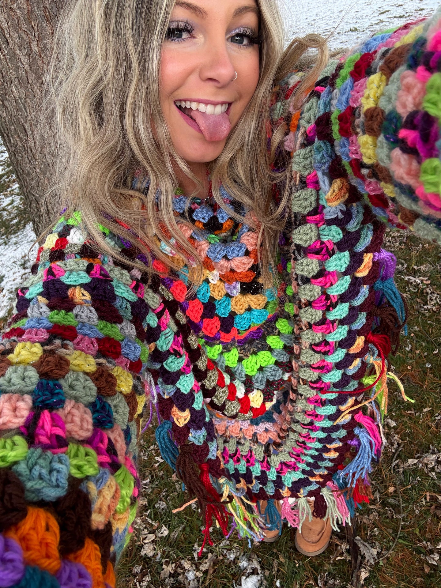 OOAK Scrappy Sweater Poncho