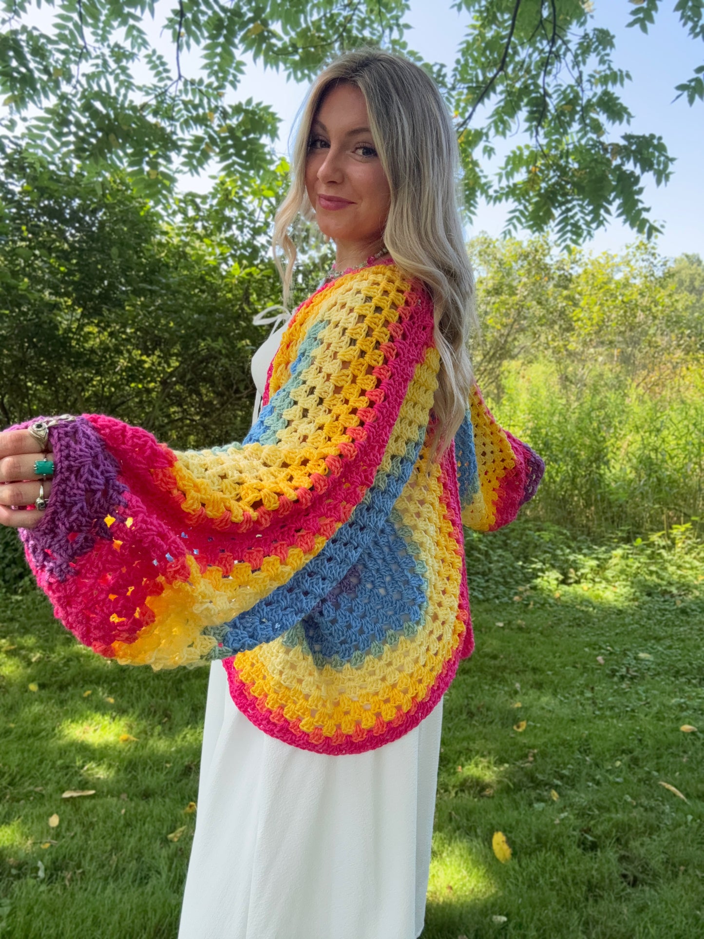 One Size Lightweight Rainbow Cardigan