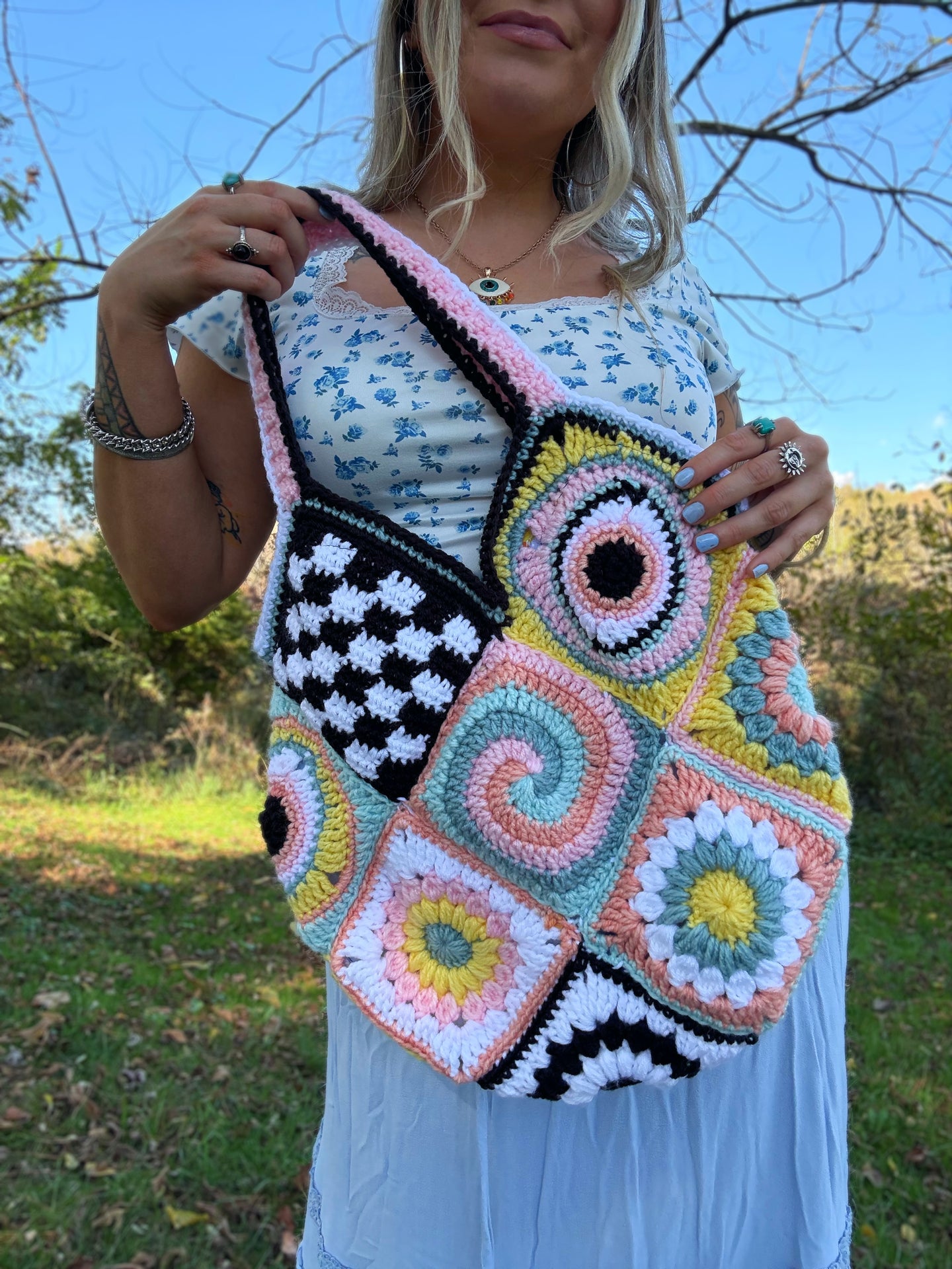 (Lined) Trippy Patchwork Purse