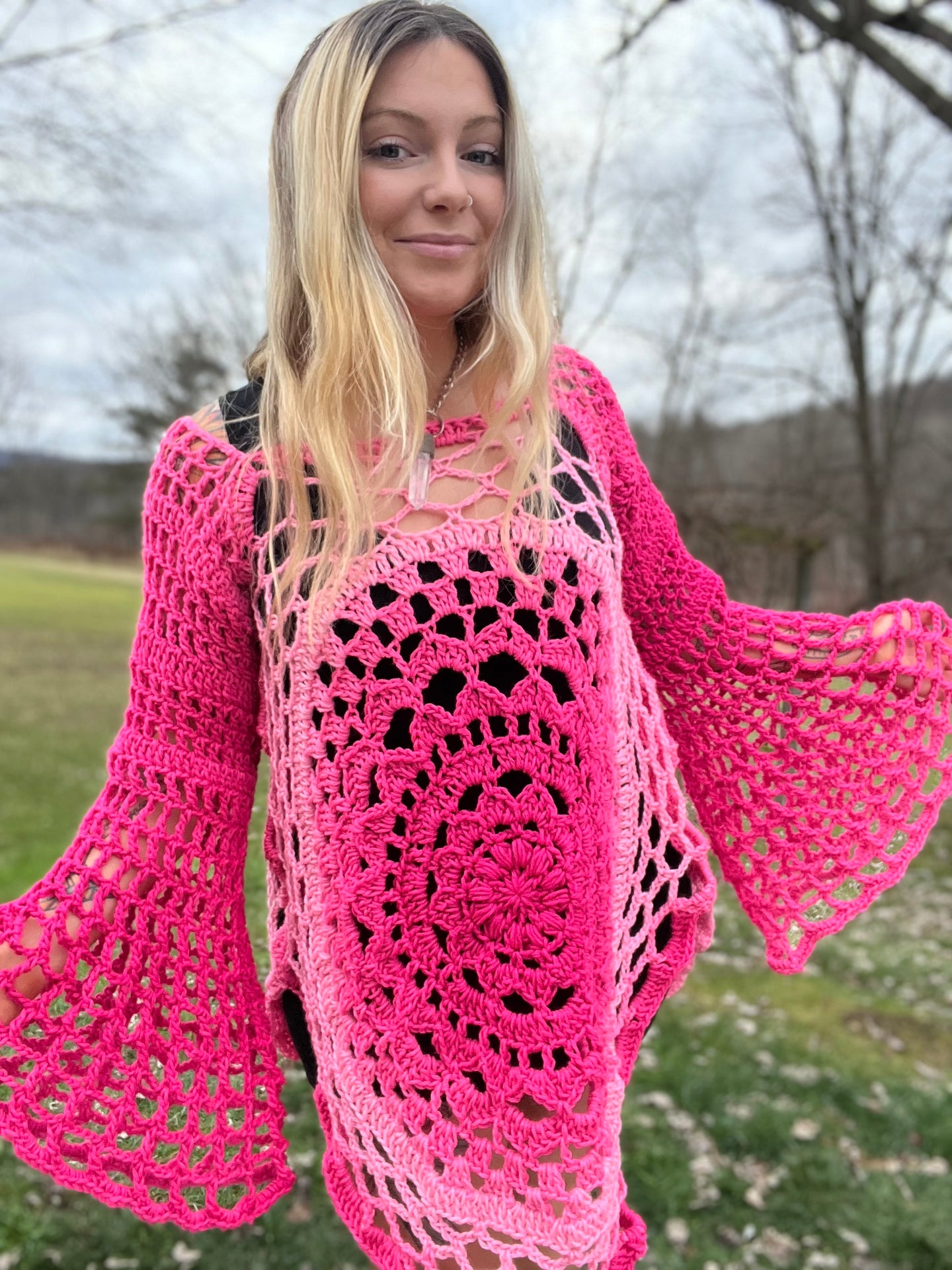 M/L Mandala Dress - Bell Sleeves