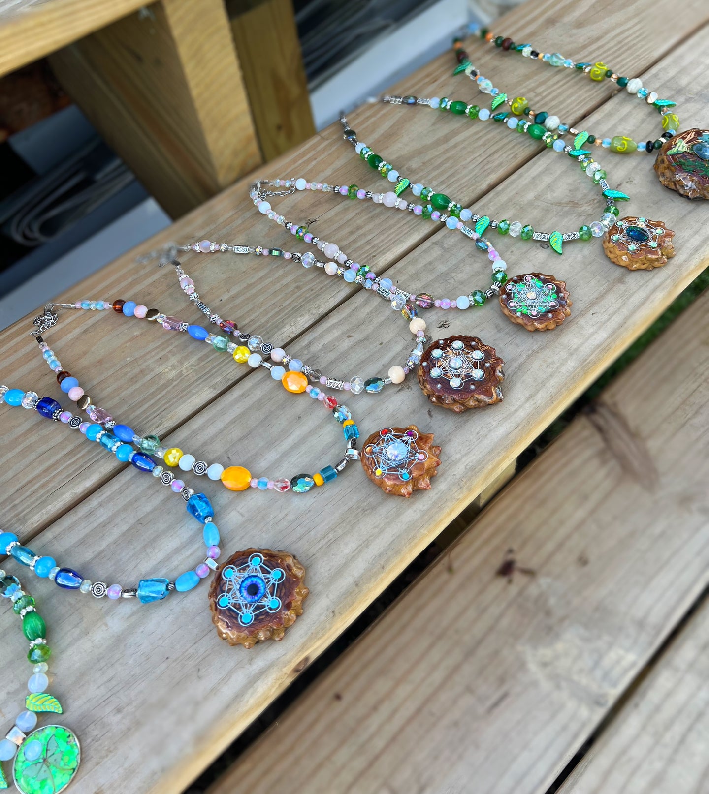 Third Eye Beaded Pinecone Necklace 22-25”