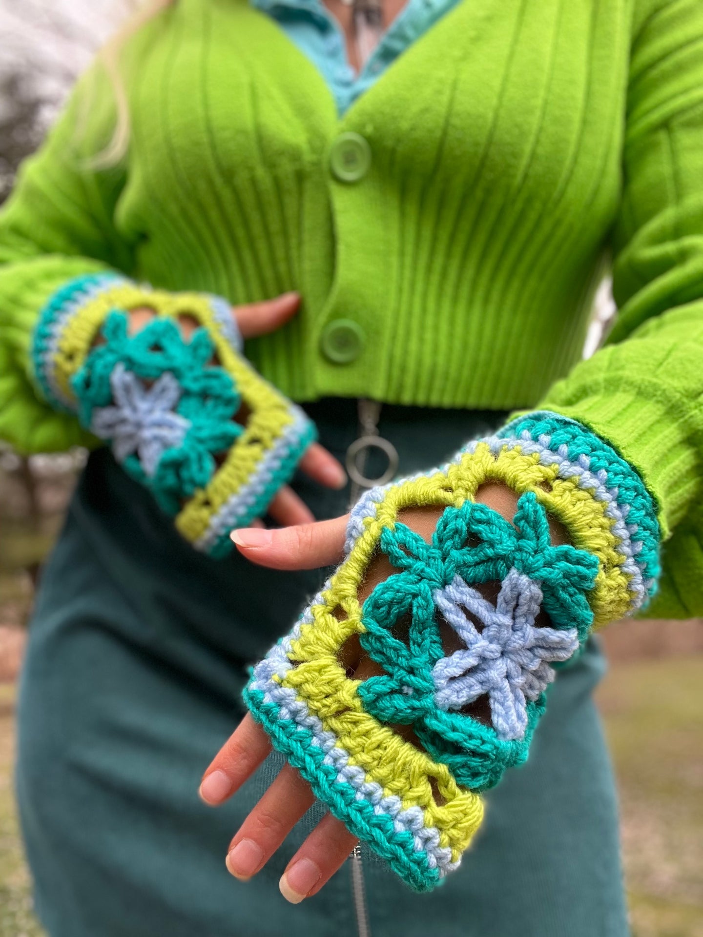 Flower of Life Fingerless Texting Gloves