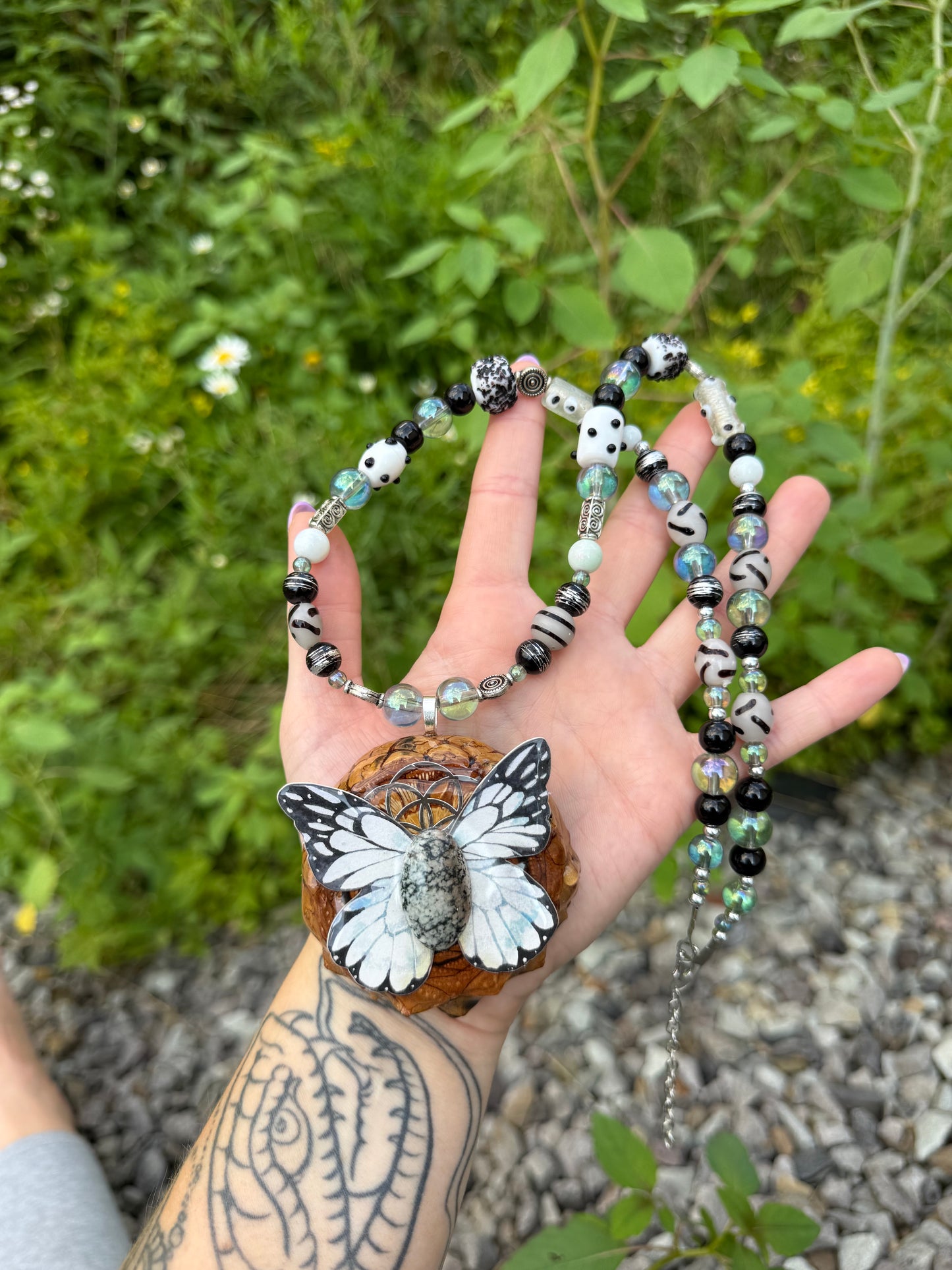 The Monarch Moon Beaded Pinecone Necklace 25-27”