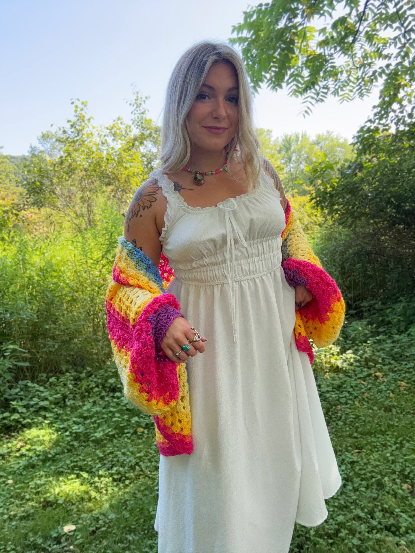 One Size Lightweight Rainbow Cardigan