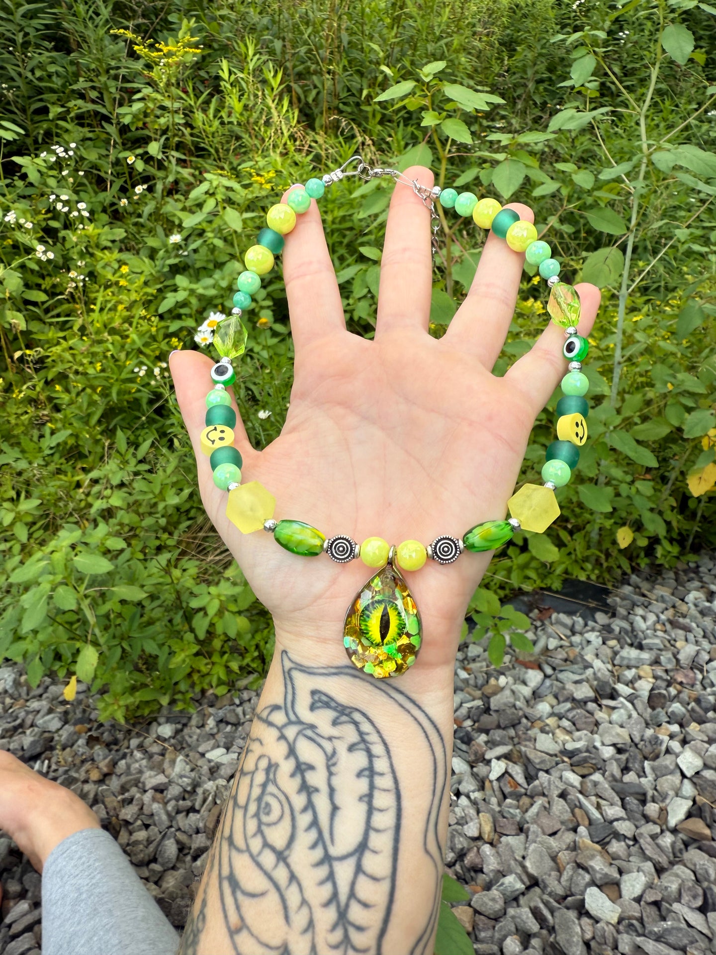 Green Goblin Beaded Choker 16-18”