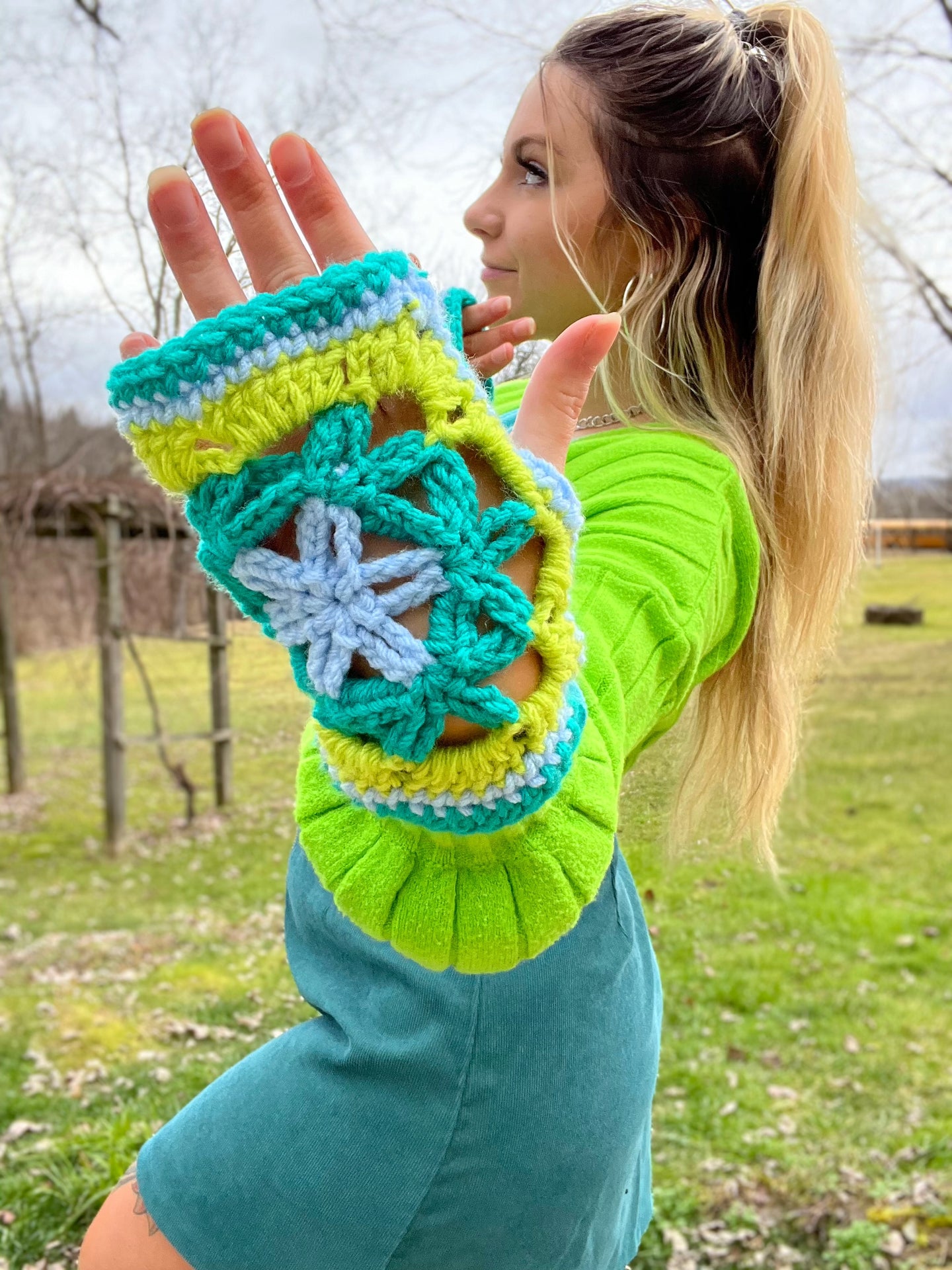Flower of Life Fingerless Texting Gloves