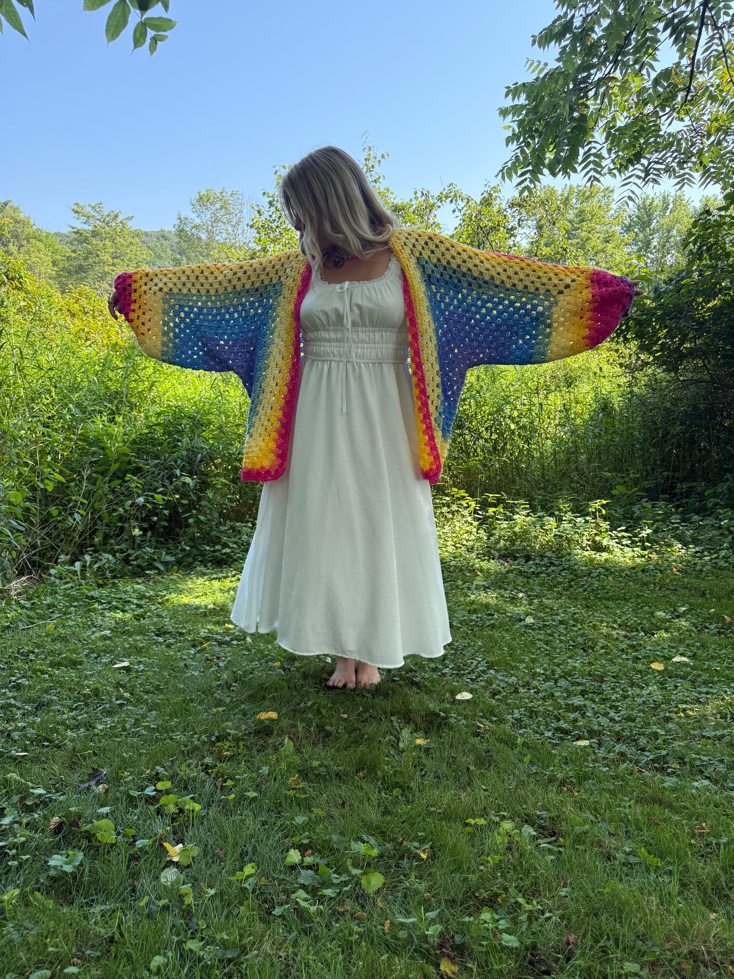 One Size Lightweight Rainbow Cardigan