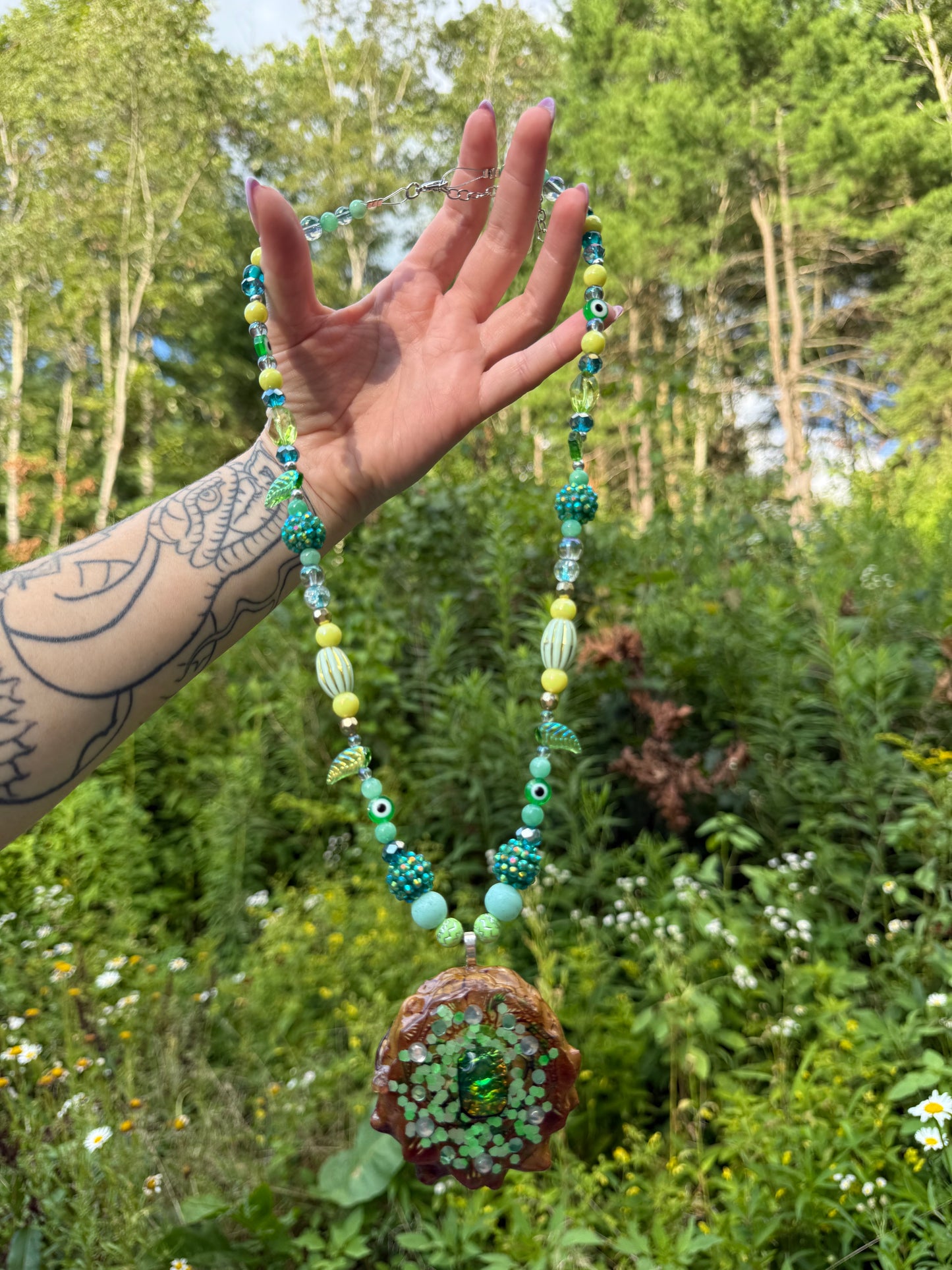 Beaded Pinecone Necklace 24-26”