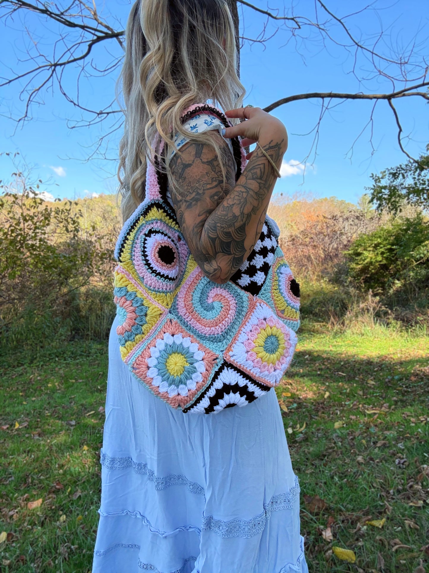 (Lined) Trippy Patchwork Purse