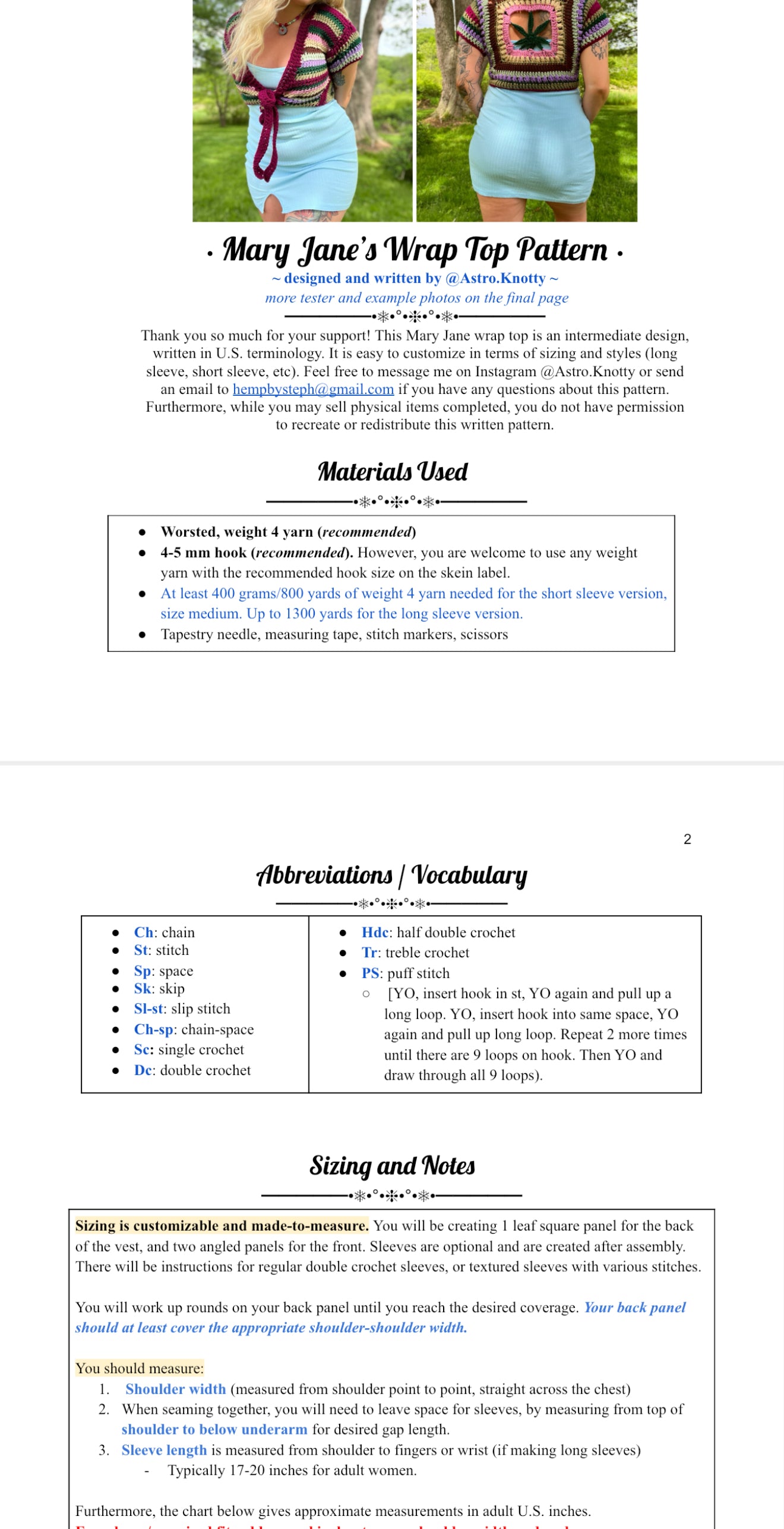 Mary Jane's Wrap Top Pattern (Short or Long Sleeves)