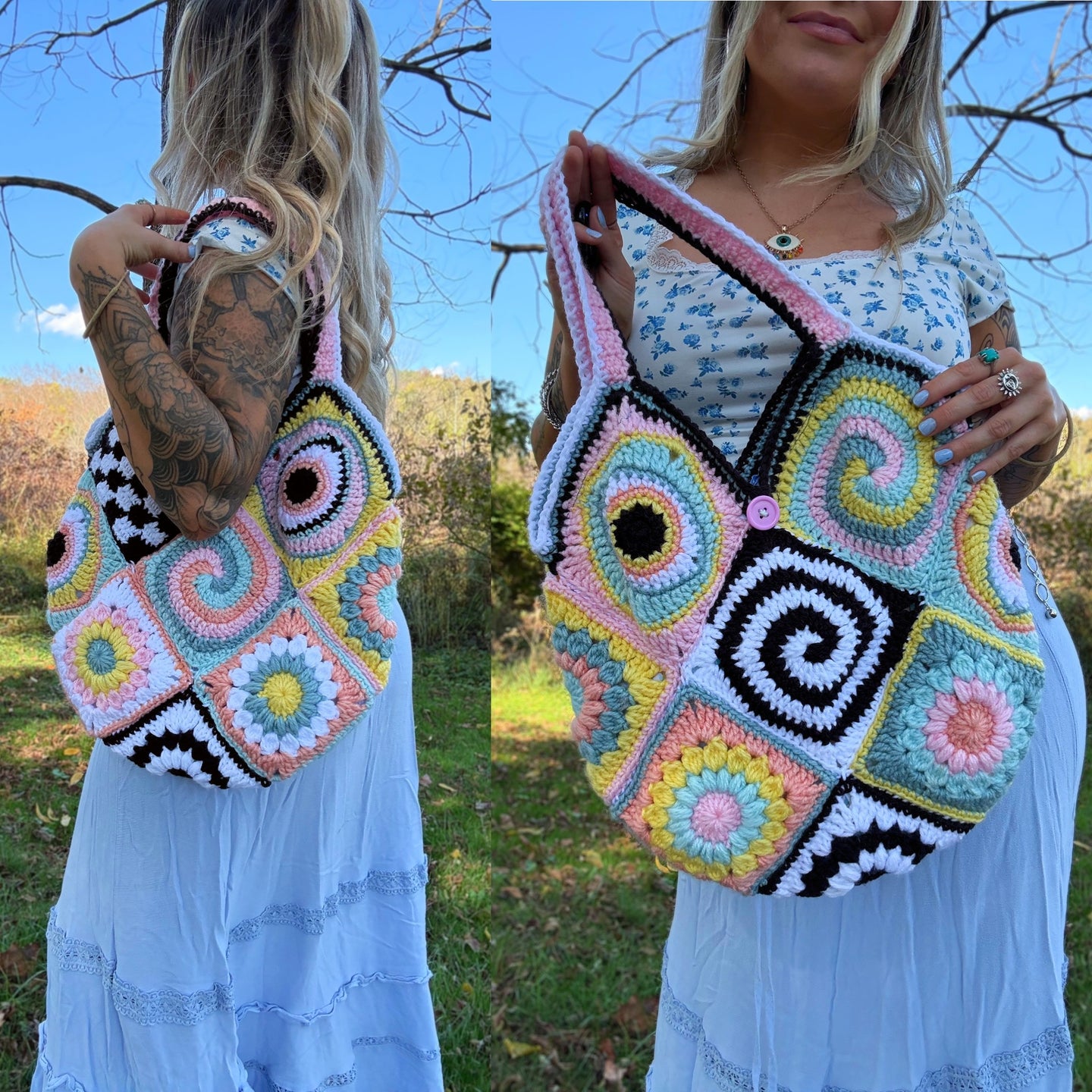 (Lined) Trippy Patchwork Purse