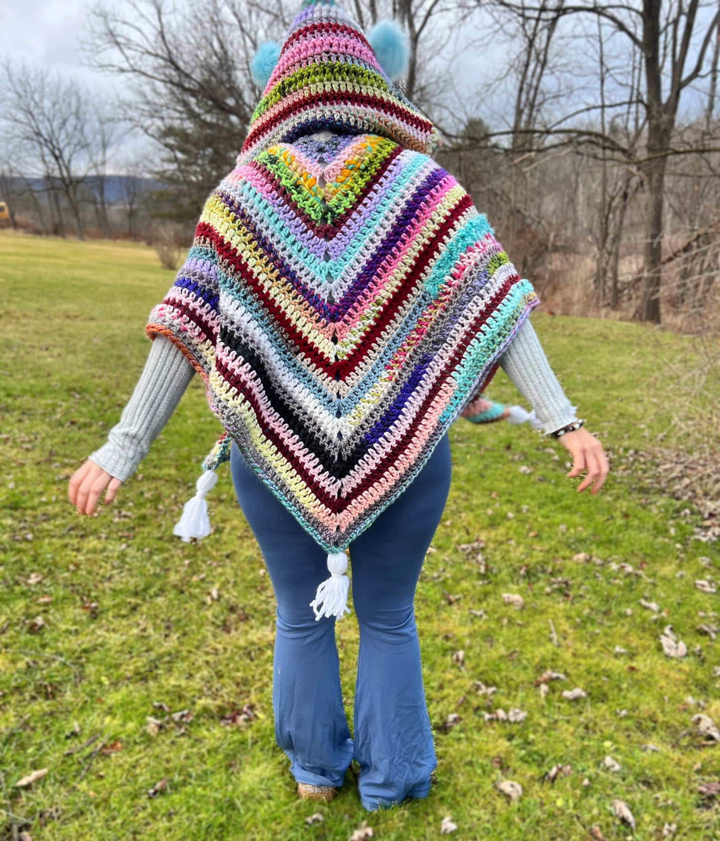 Scrappy Hooded Poncho