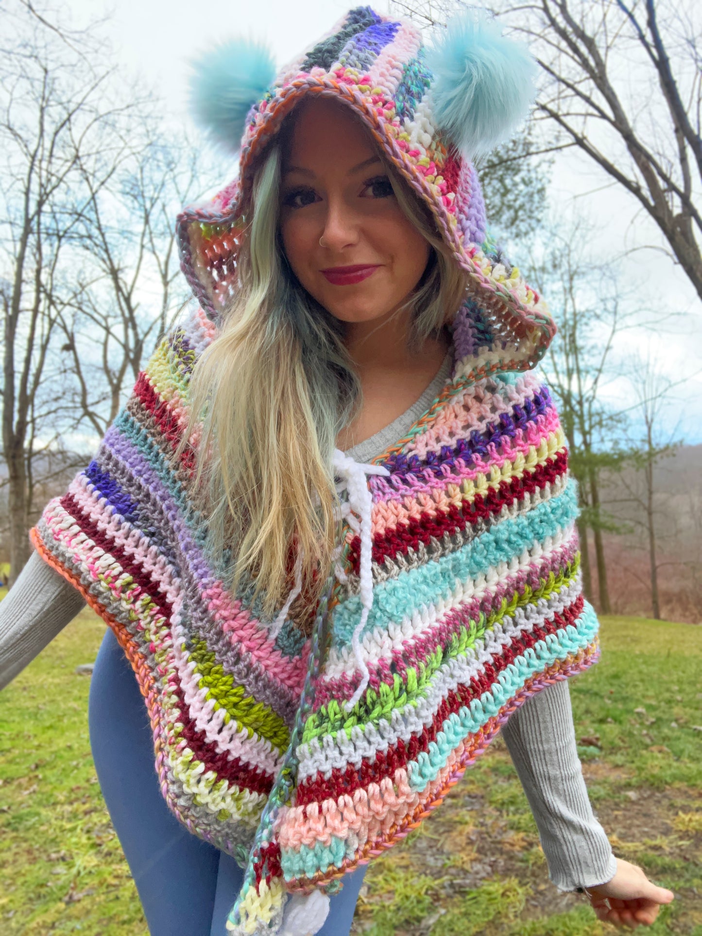 Scrappy Hooded Poncho