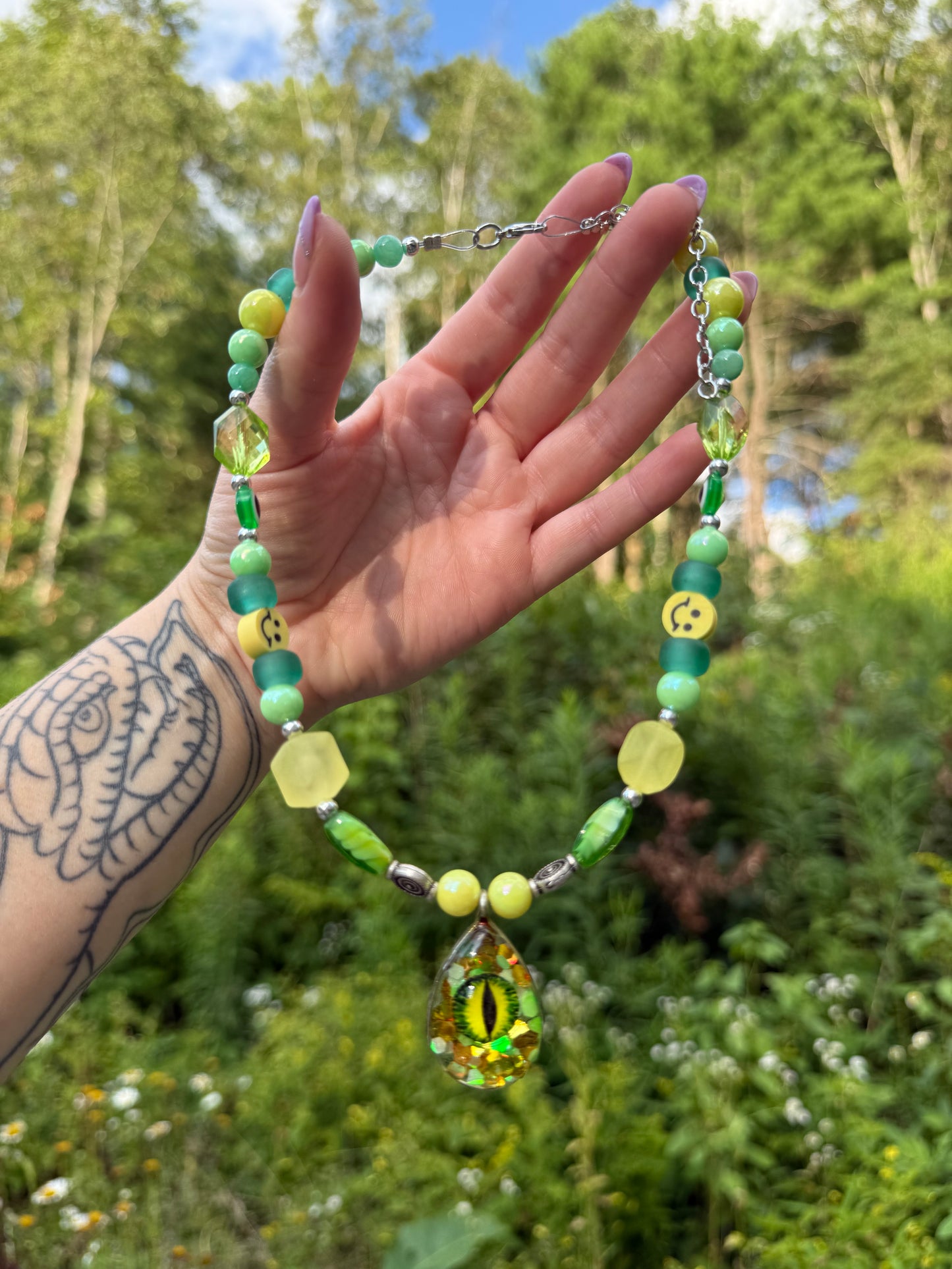 Green Goblin Beaded Choker 16-18”