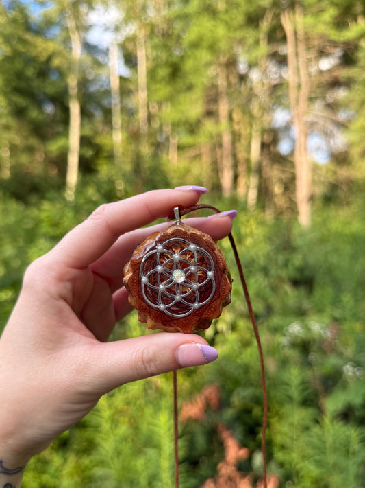 Flower of Life Pinecone Pendant