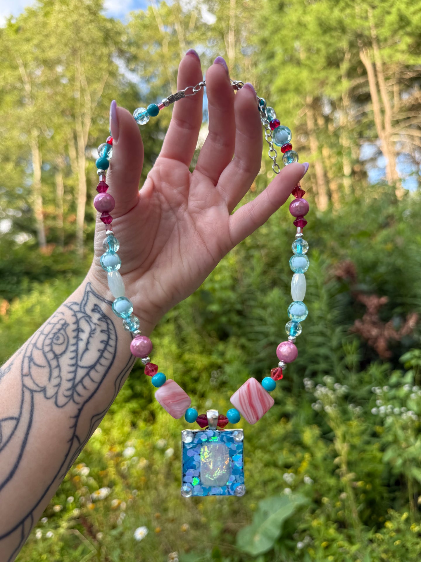 Squared Away Beaded Choker 16-18”