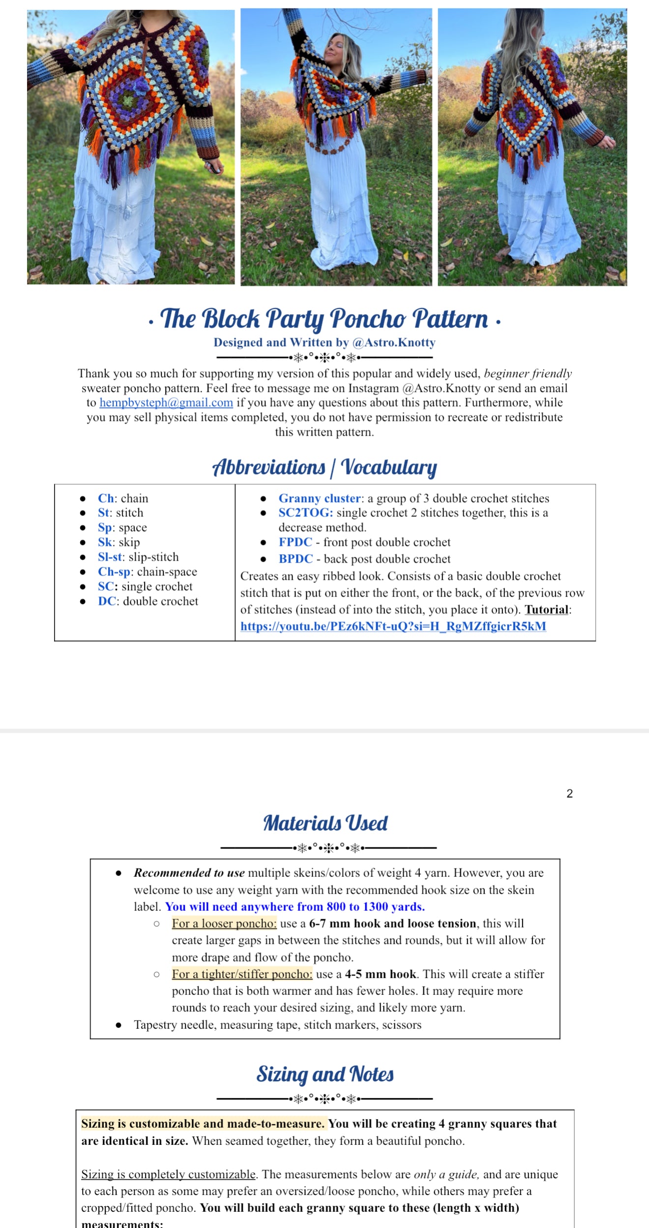 The Block Party Poncho Pattern