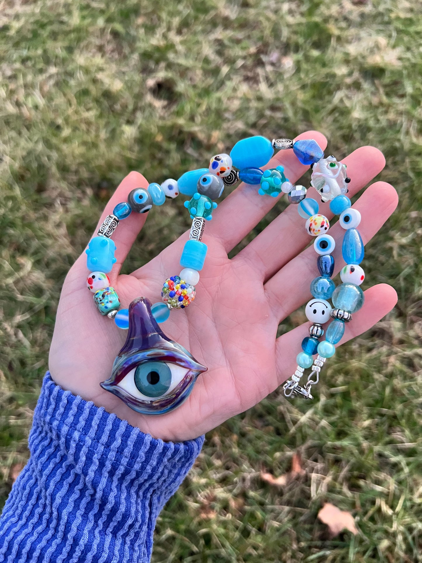 Third Eye Beaded Necklace 18-21"