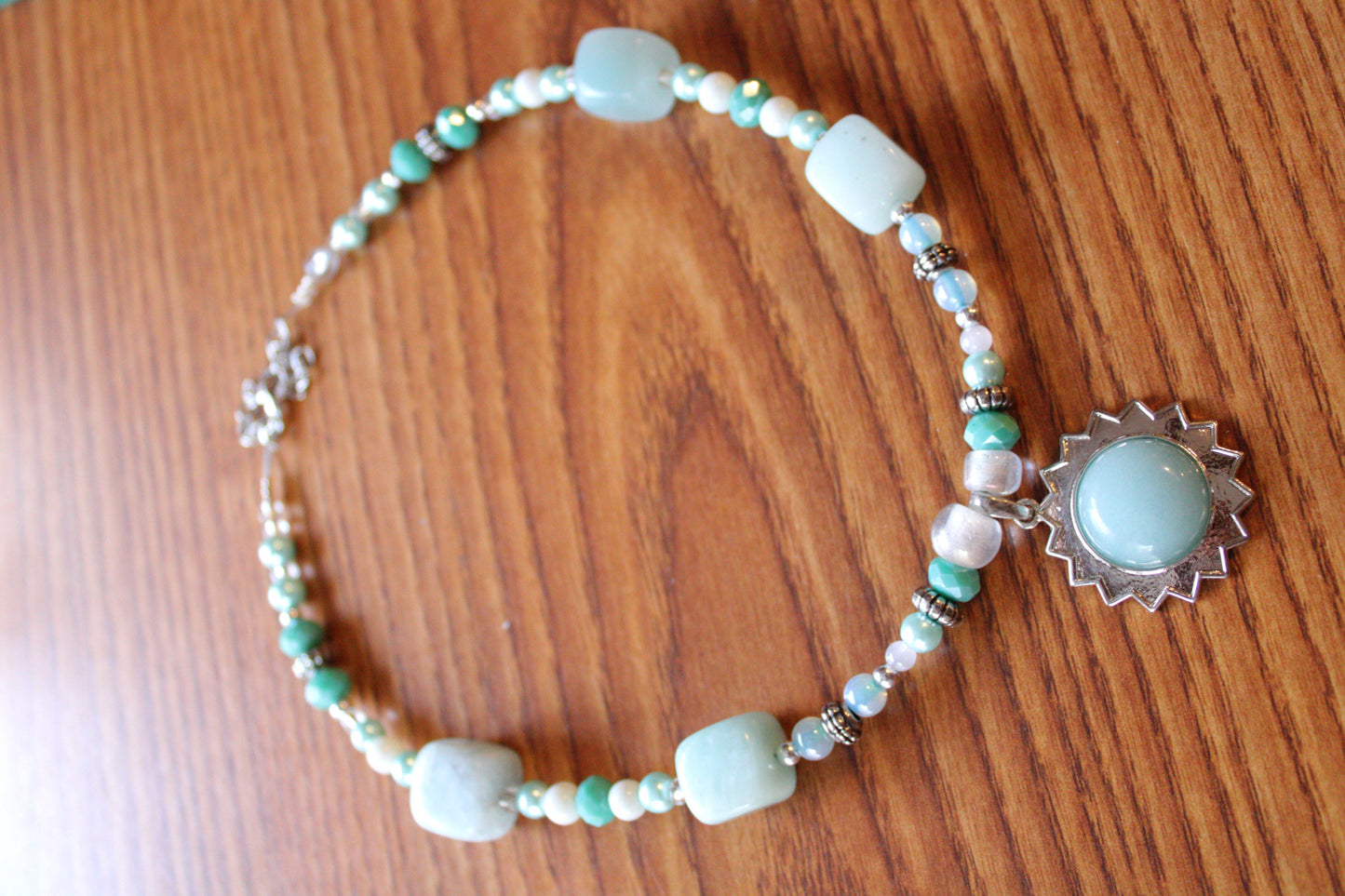 Aquamarine Gemstone Beaded Choker 16-19"