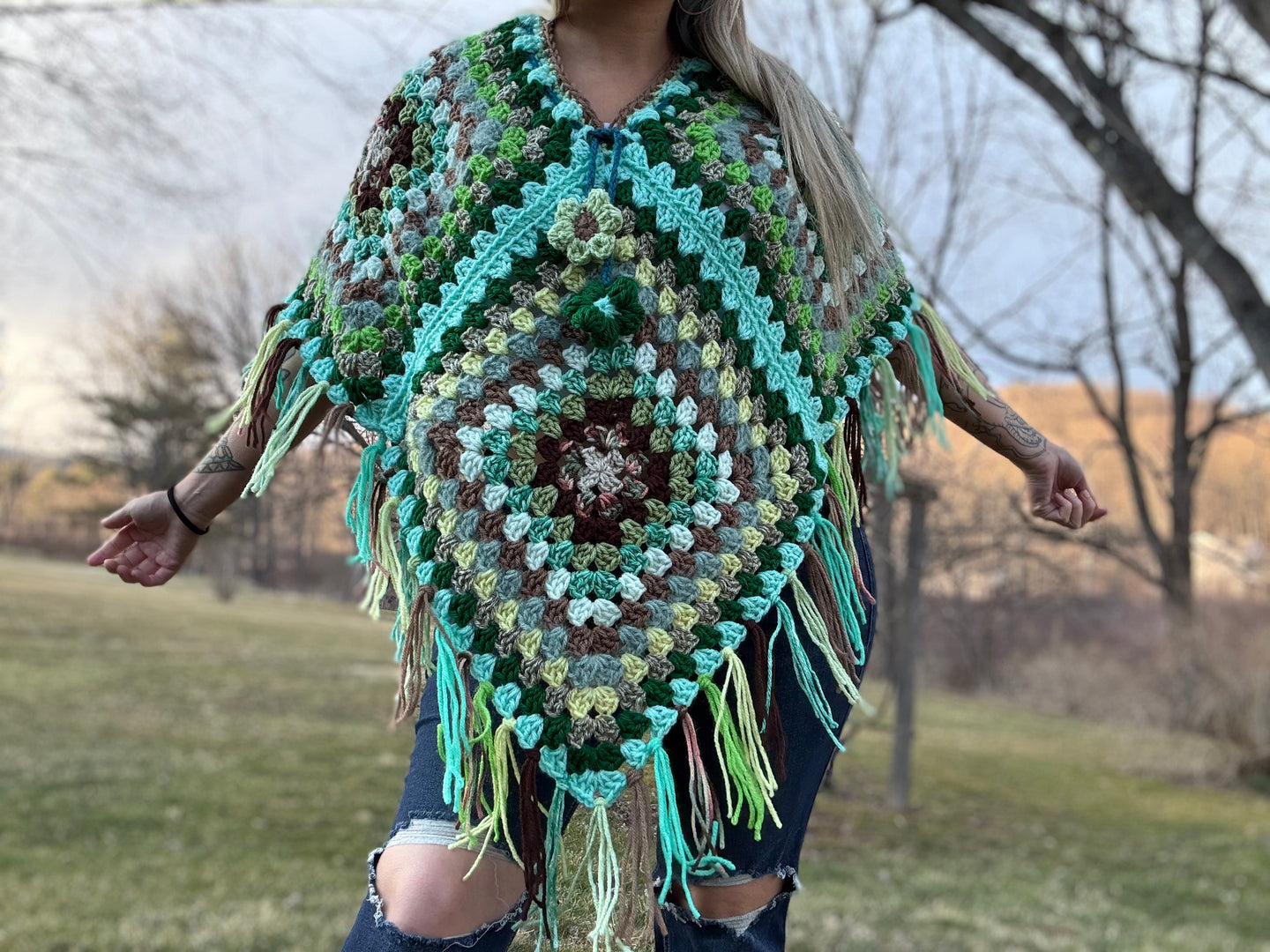Oversized Fringe Poncho