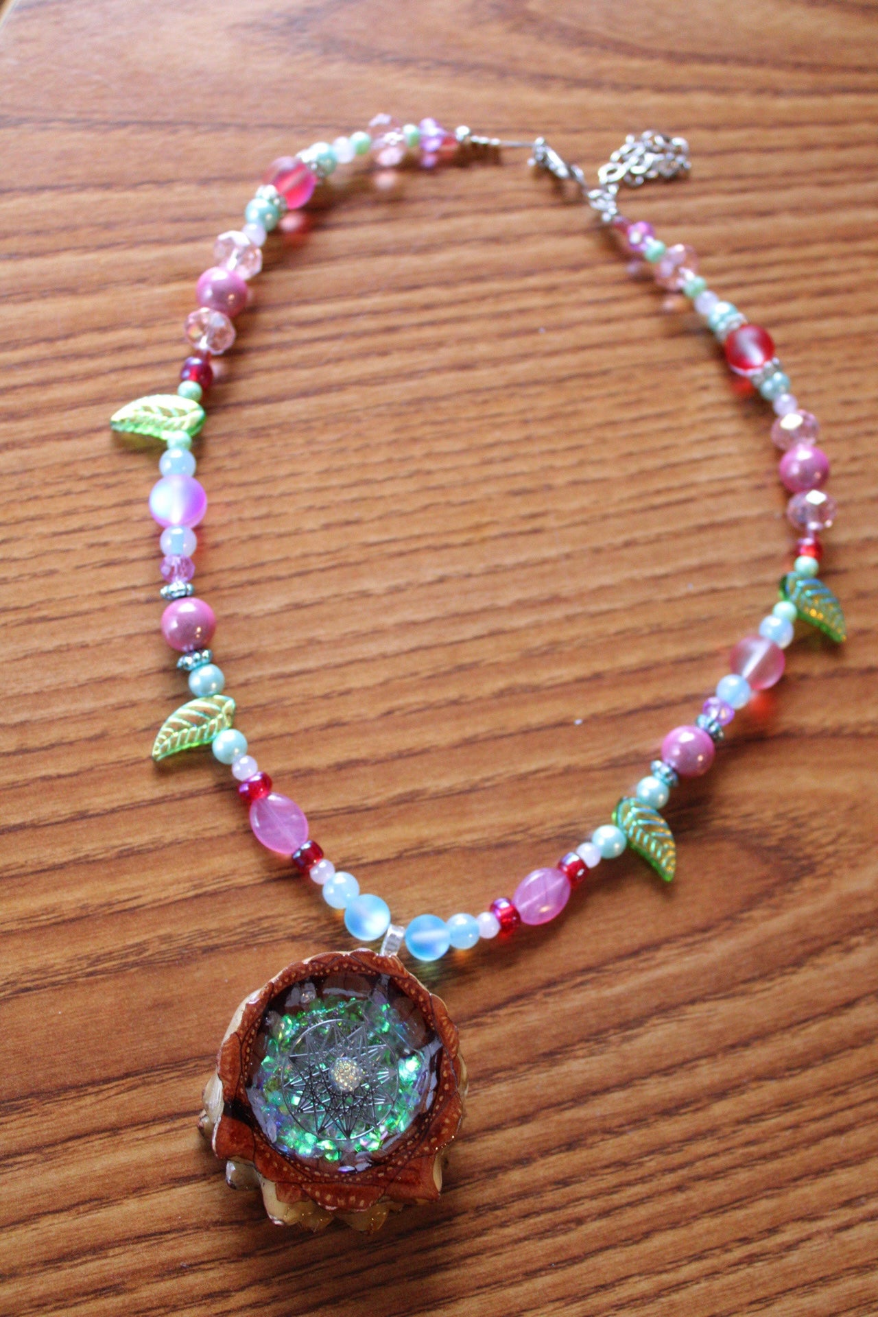 Glitter Fairy Pinecone Necklace 18-21"