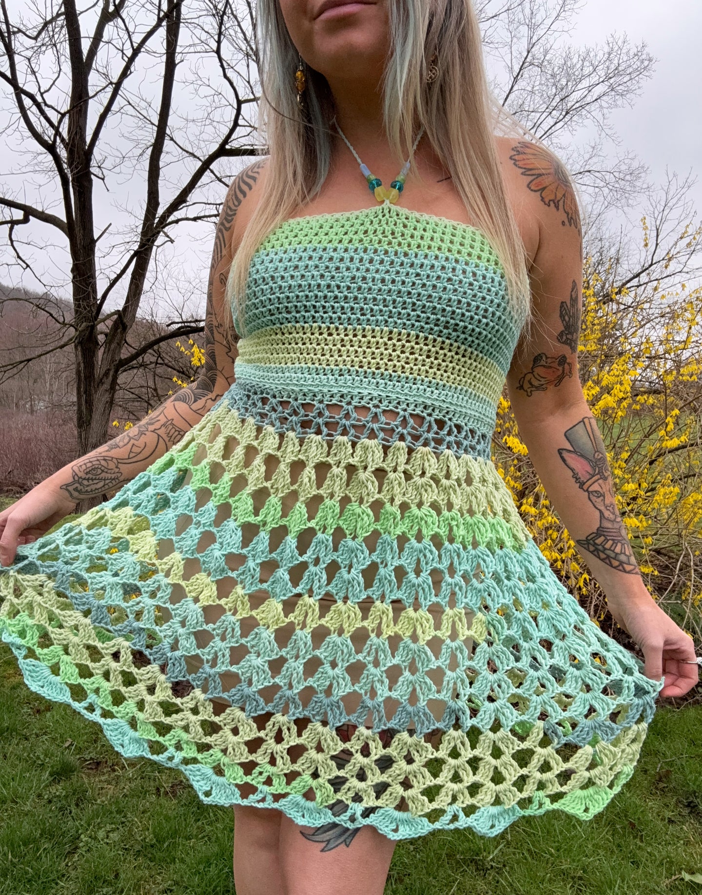 M/L Boho Halter Mesh Dress
