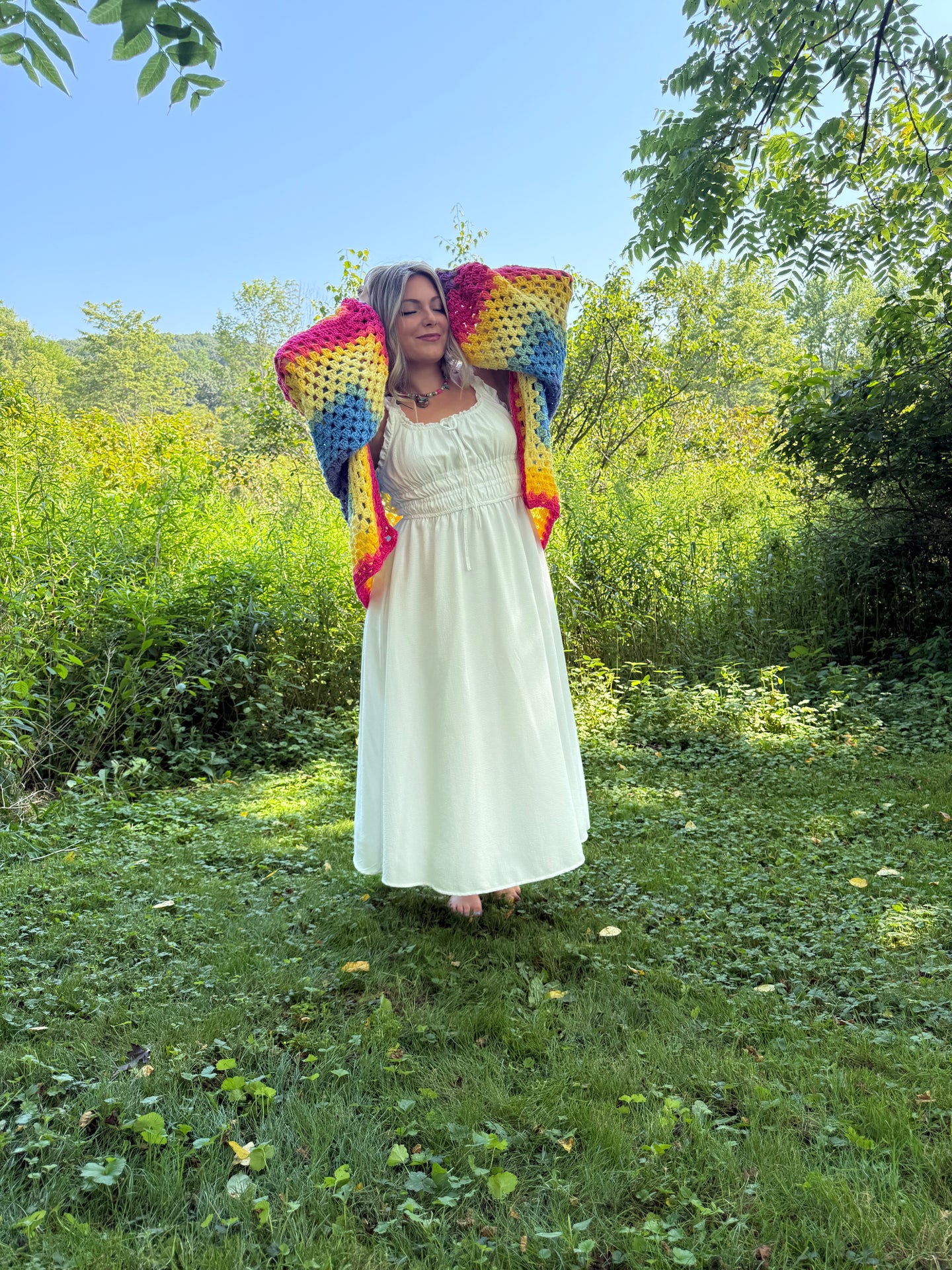One Size Lightweight Rainbow Cardigan