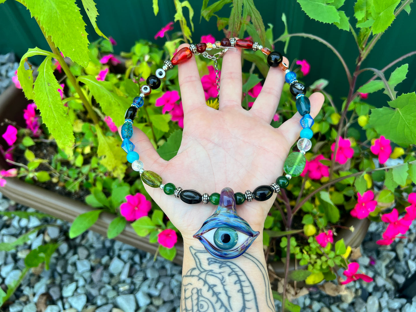 Third Eye Beaded Necklace 18-21”