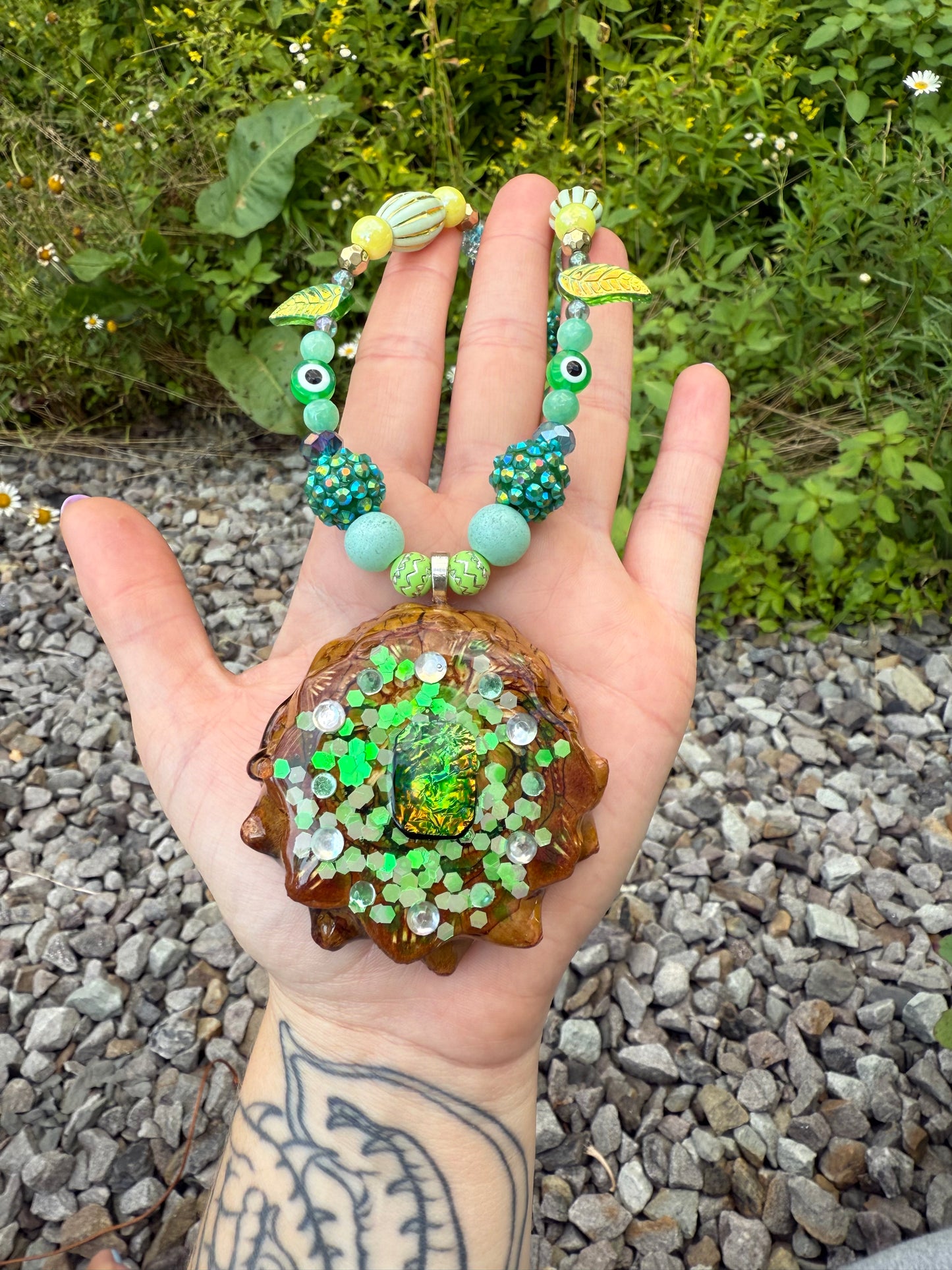 Beaded Pinecone Necklace 24-26”