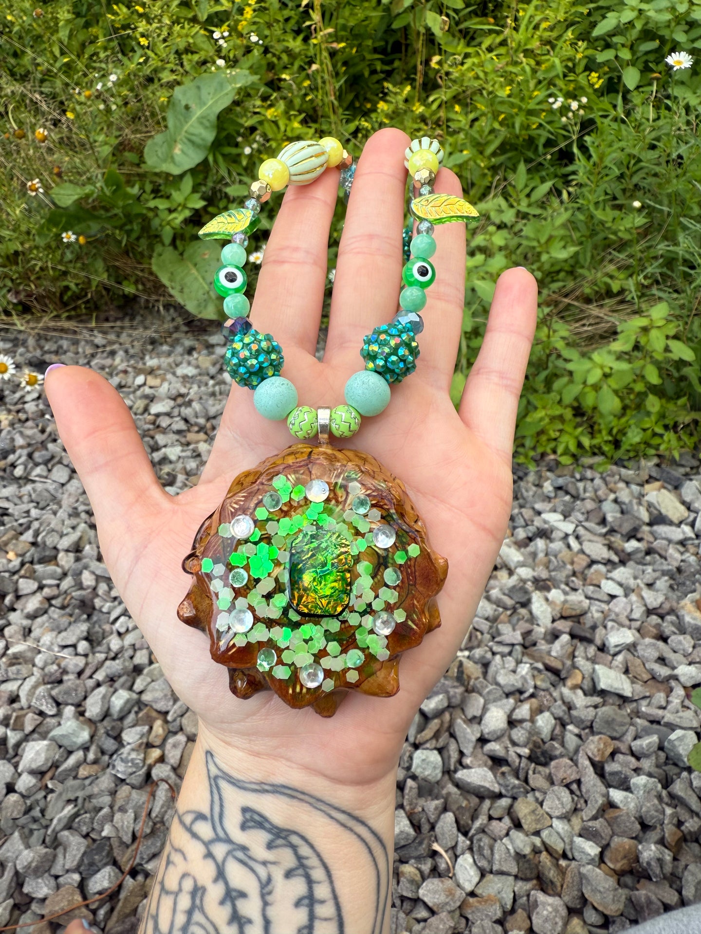 Beaded Pinecone Necklace 24-26”