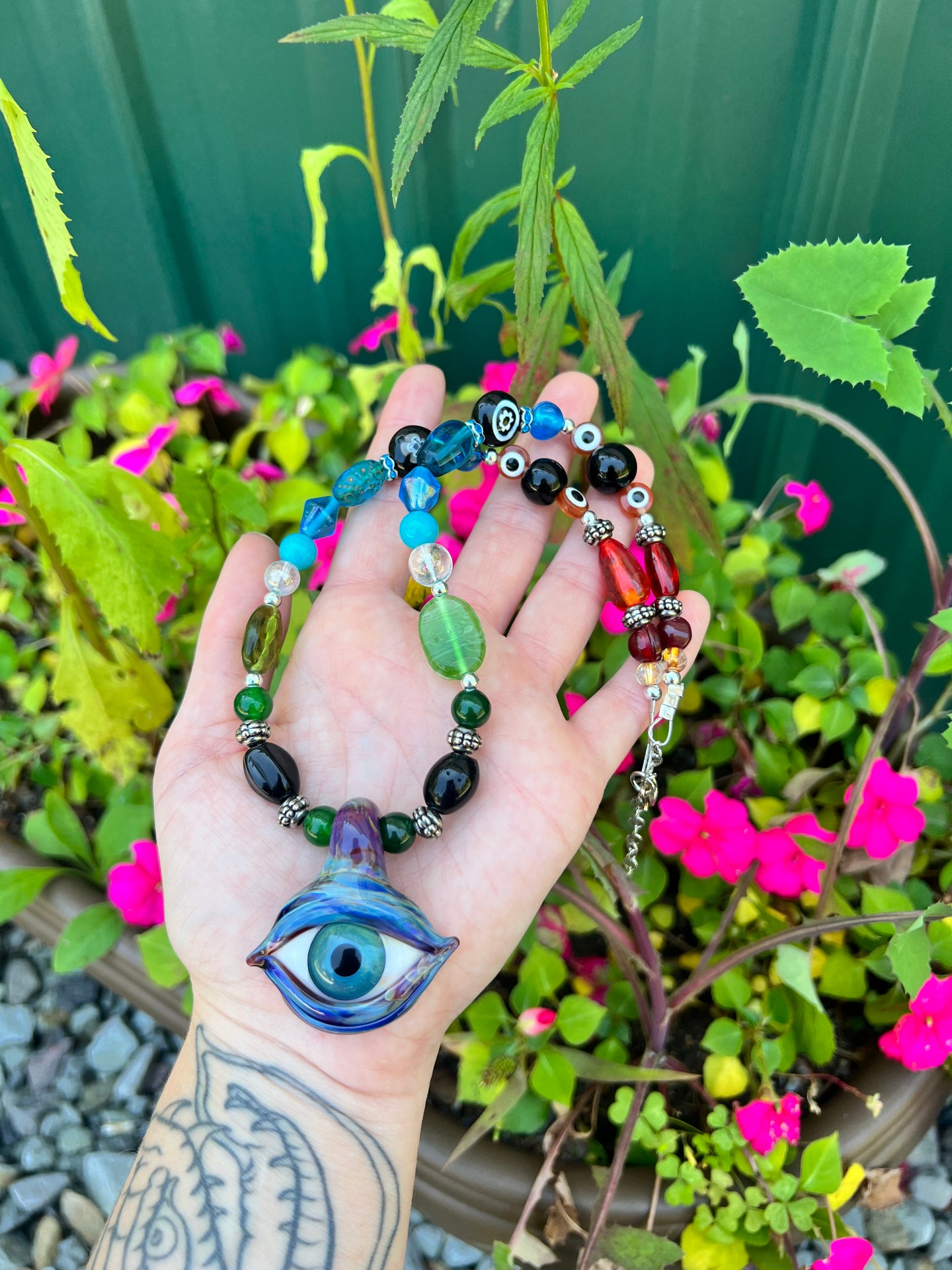 Third Eye Beaded Necklace 18-21”