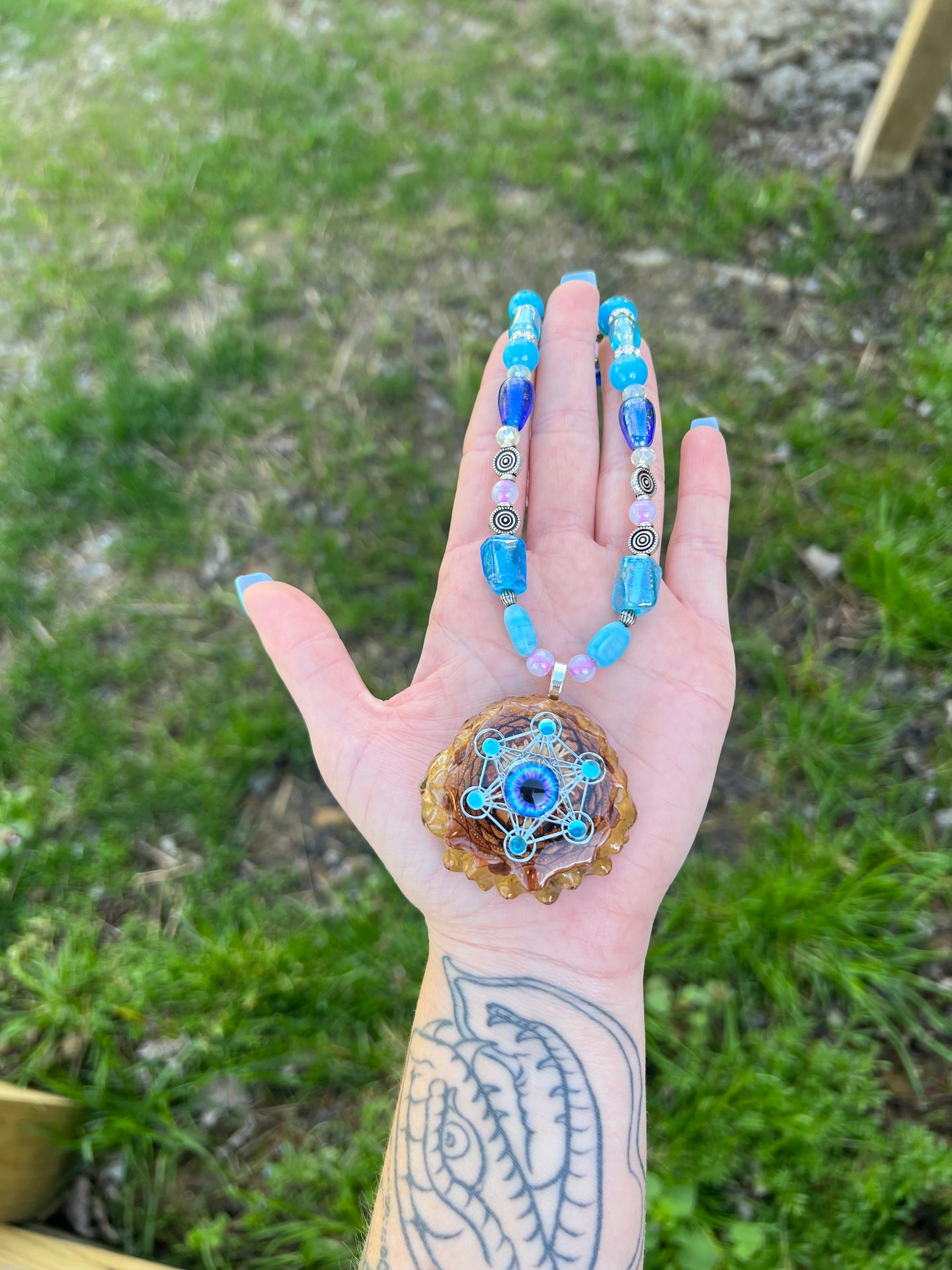 Third Eye Beaded Pinecone Necklace 22-25”