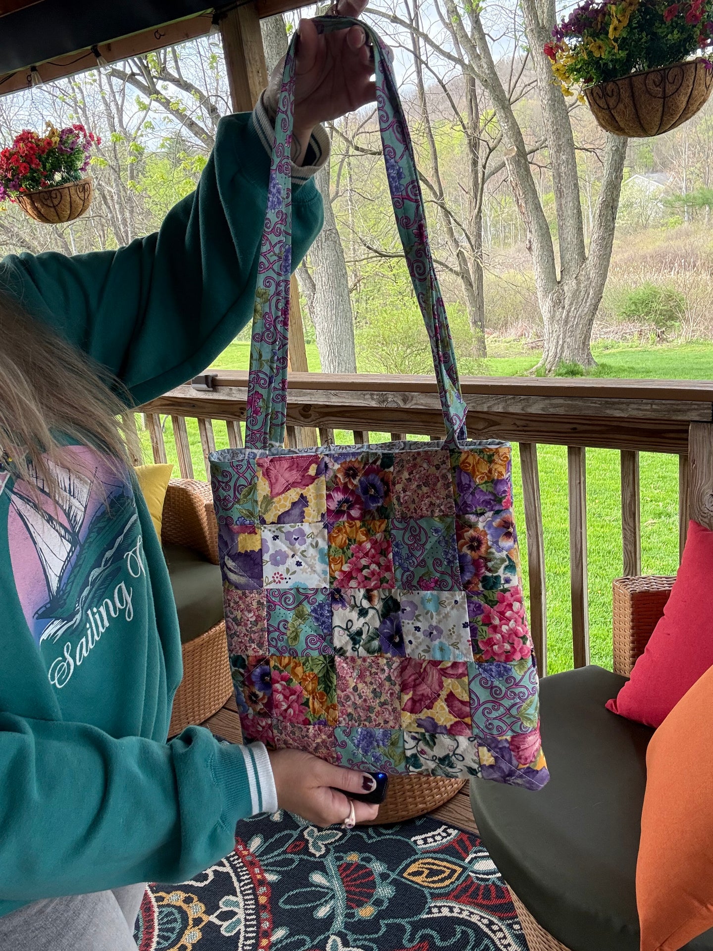 OOAK Patchwork Quilted Tote and Pouch Set